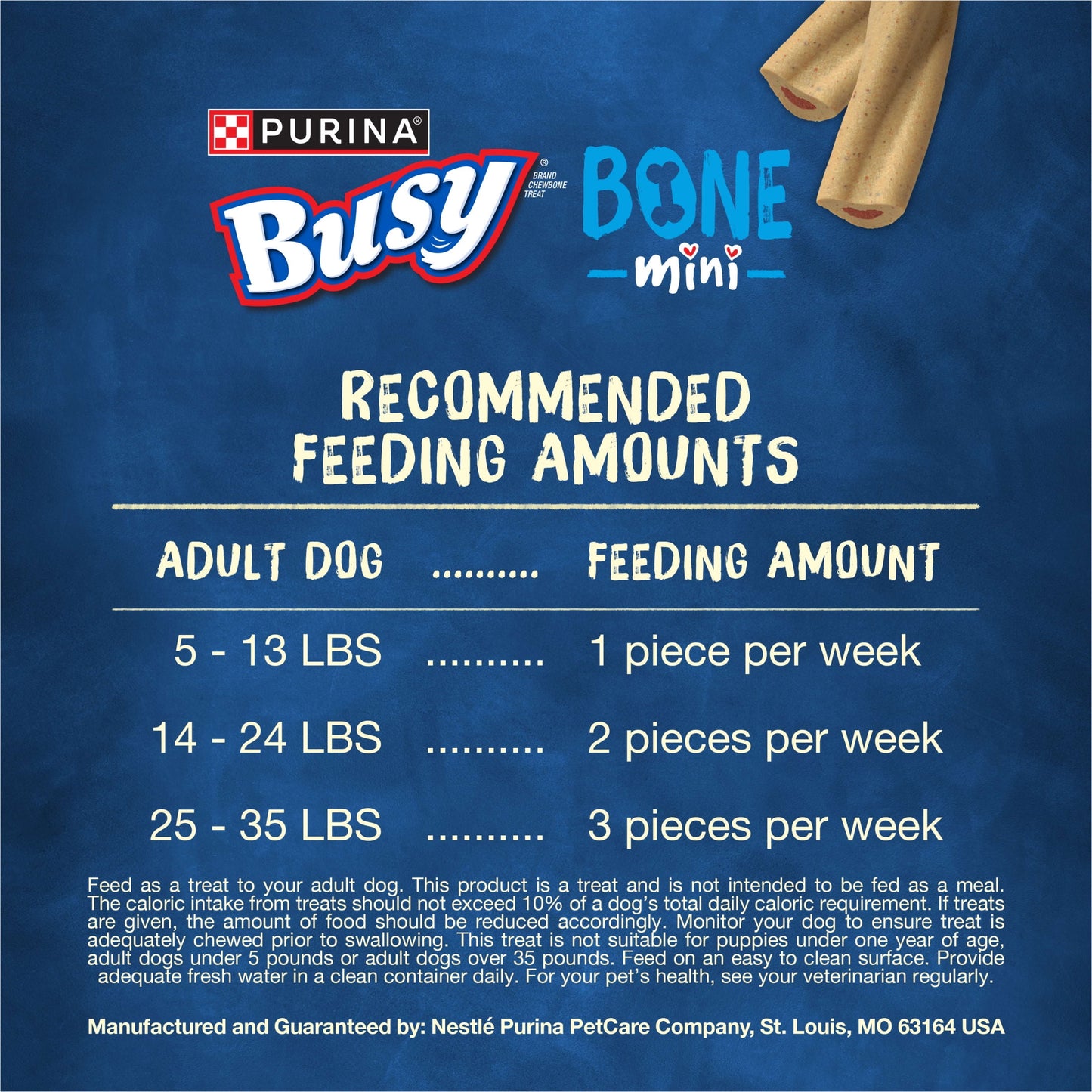 Purina Busy Bone 15-30 lbs Dog Treats with Real Pork, Long-Lasting Chews, 21 oz Pouch (12 Count)