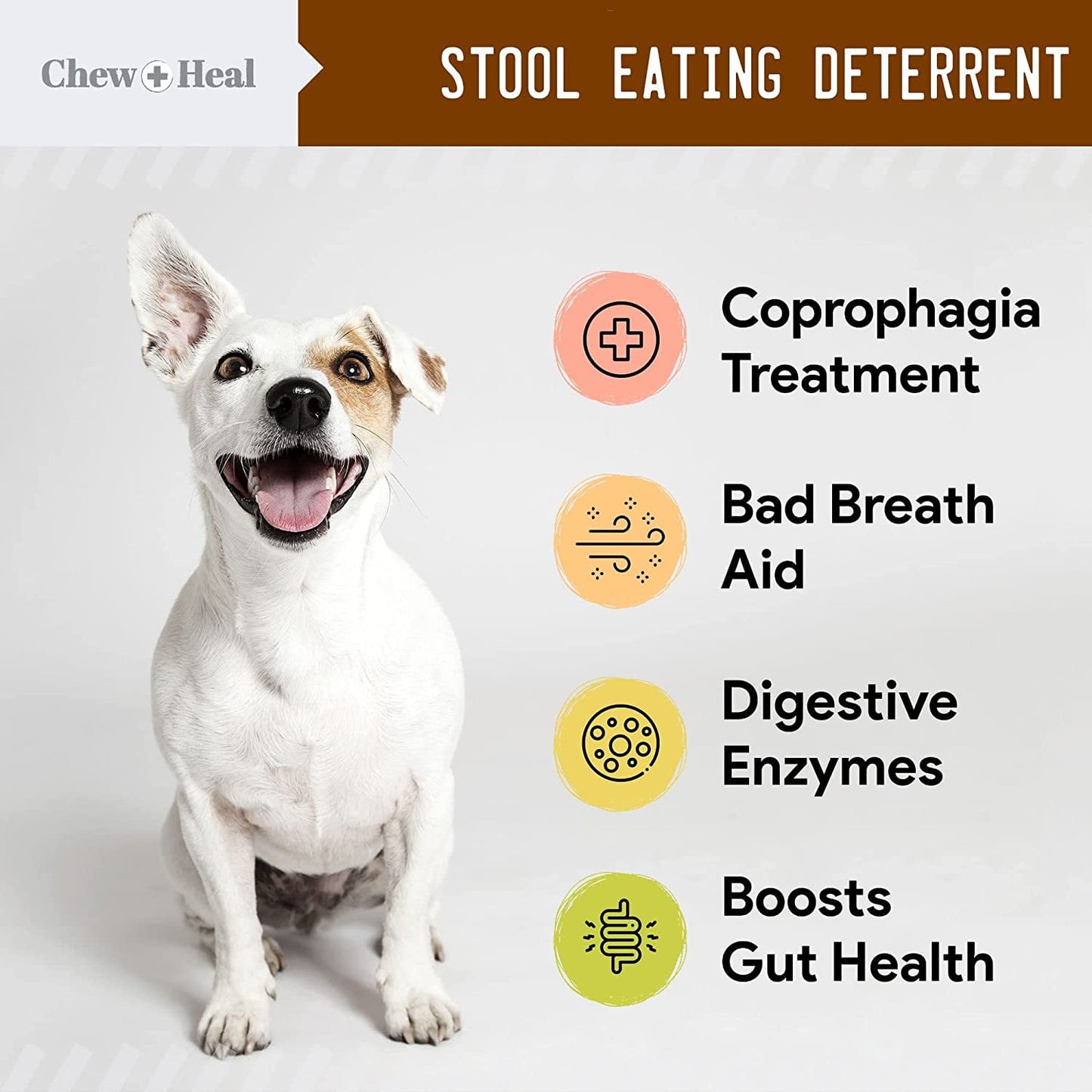 Stop The Poo Chew Coprophagia Treatment for Dogs - 120 Soft Chews Dog Treats for Bad Breath and Deterrent for Dogs Eating Poop - Boosts Gut Health