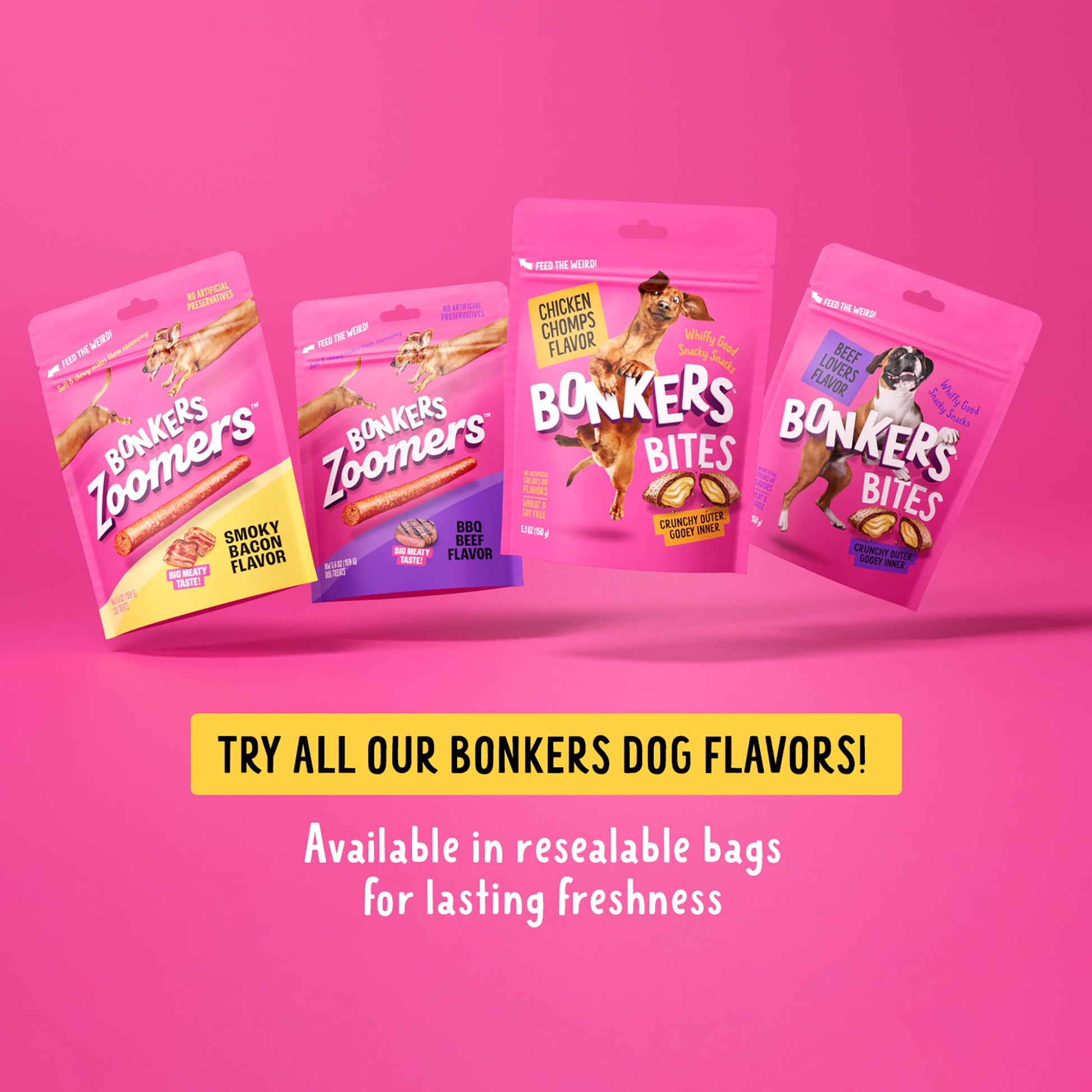 BONKERS Zoomers Dog Treats, Smoky Bacon Flavor, Soft & Chewy Dog Snacks, Treats for Dogs, 22 oz Bag