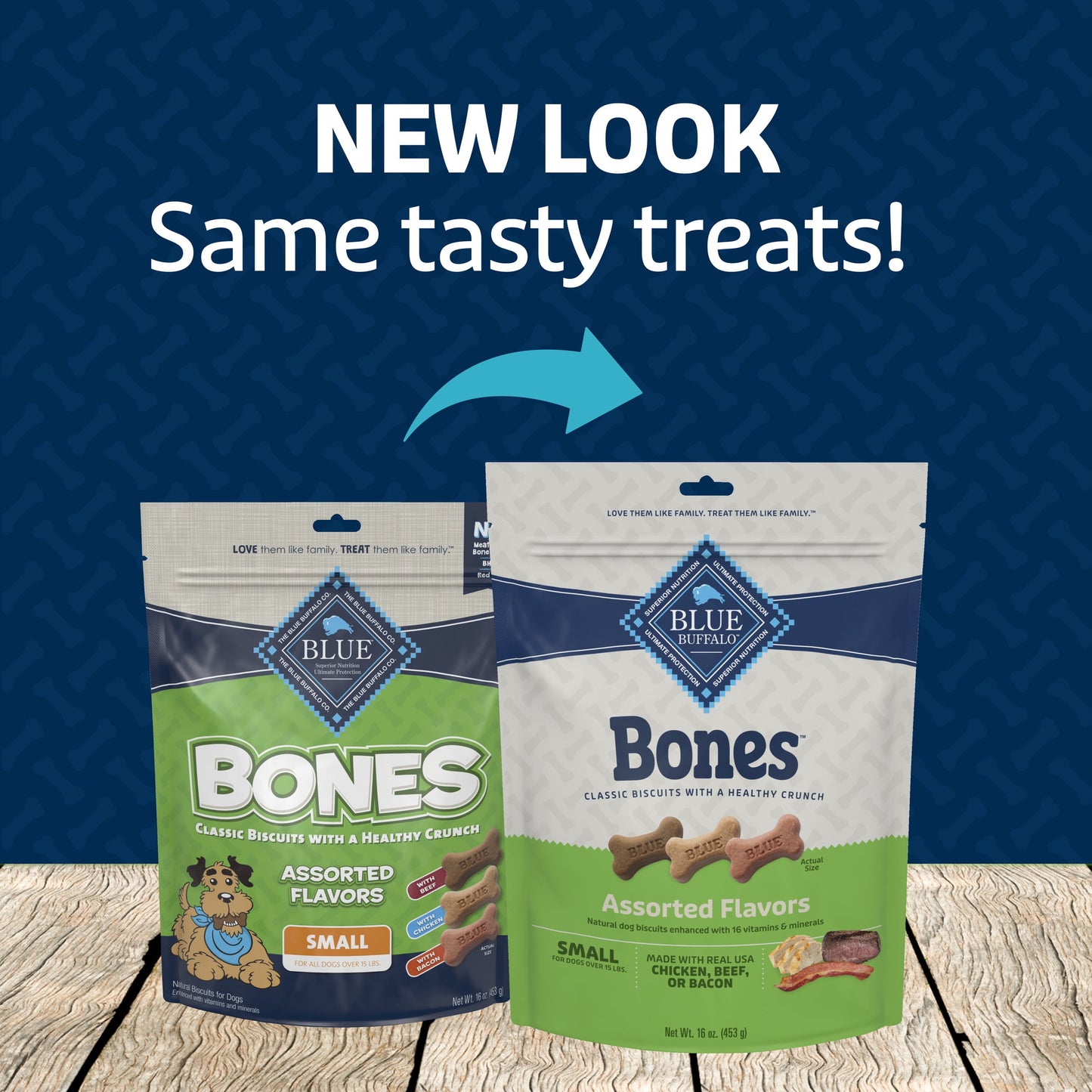 Blue Buffalo Bones Natural Dog Treats, Small Dog Biscuits, Assorted Flavors, 16-oz. Bag