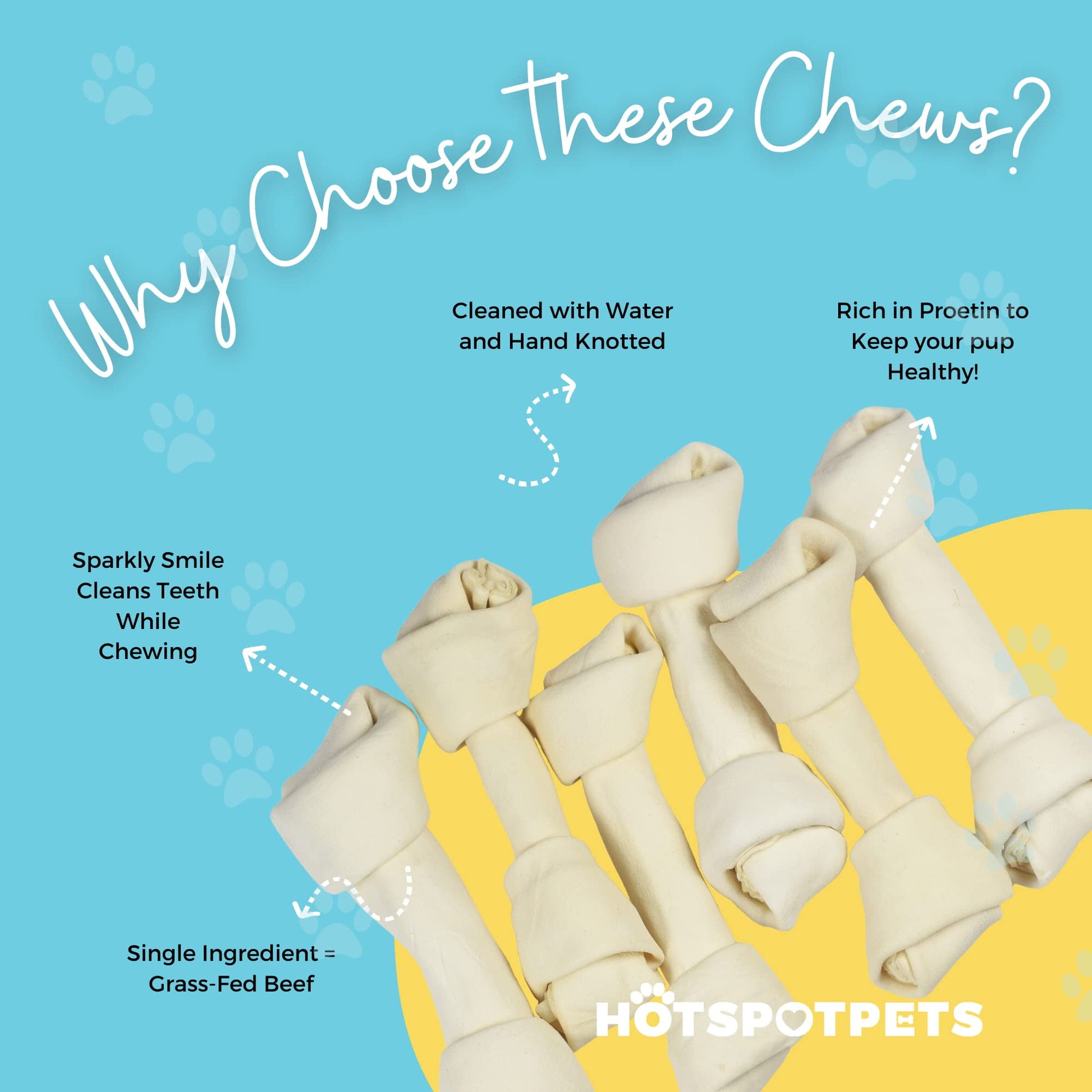 HotSpot Pets Rawhide Dog Bones - Great for Dog Chews, Promotes Hygiene and Healthy Gums, 8-9 Inch, Large, 5 Pack