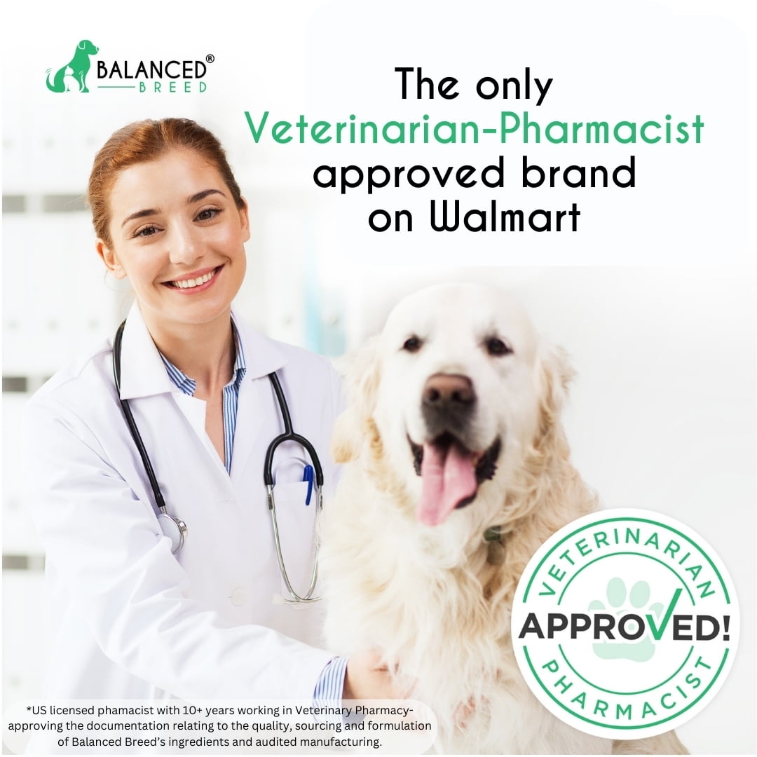 Balanced Breed All-in-1 Dog Vitamins Supplement Skin Coat Hip Joint NonGMO Made in USA-60 Soft Chews