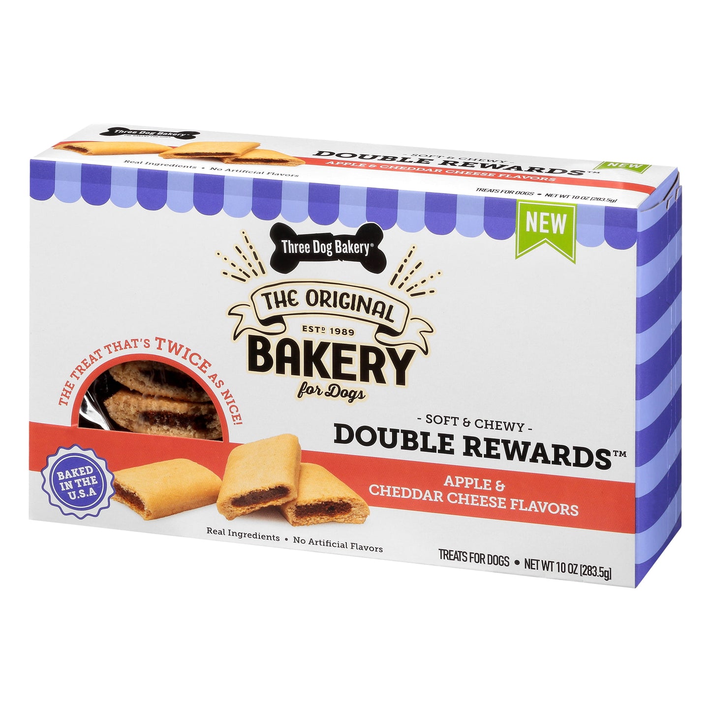 Three Dog Bakery Double Rewards Apple & Cheese Soft Chewy Dog Treats, 10oz