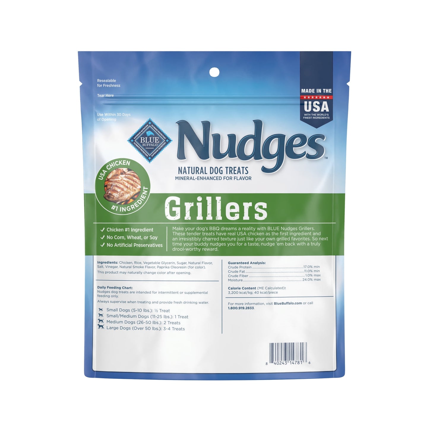 Blue Buffalo Nudges Grillers Natural Dog Treats Made with Real Chicken, 16-oz. Bag