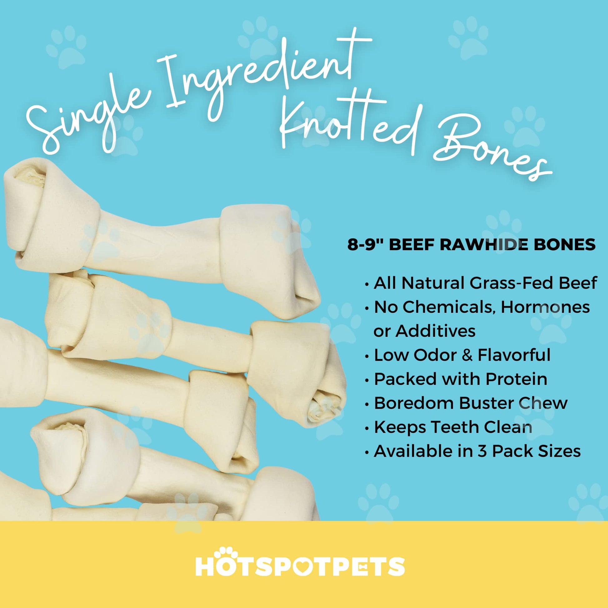 HotSpot Pets Rawhide Dog Bones - Great for Dog Chews, Promotes Hygiene and Healthy Gums, 8-9 Inch, Large, 5 Pack