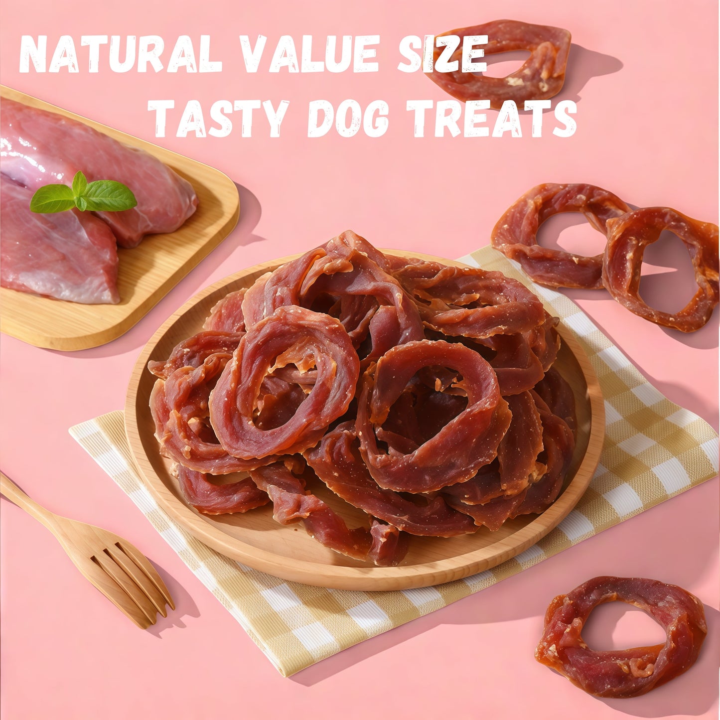 Pawmate Duck Jerky Dog Treats, Duck Jerky Rings for All Dogs, 23ct Packet