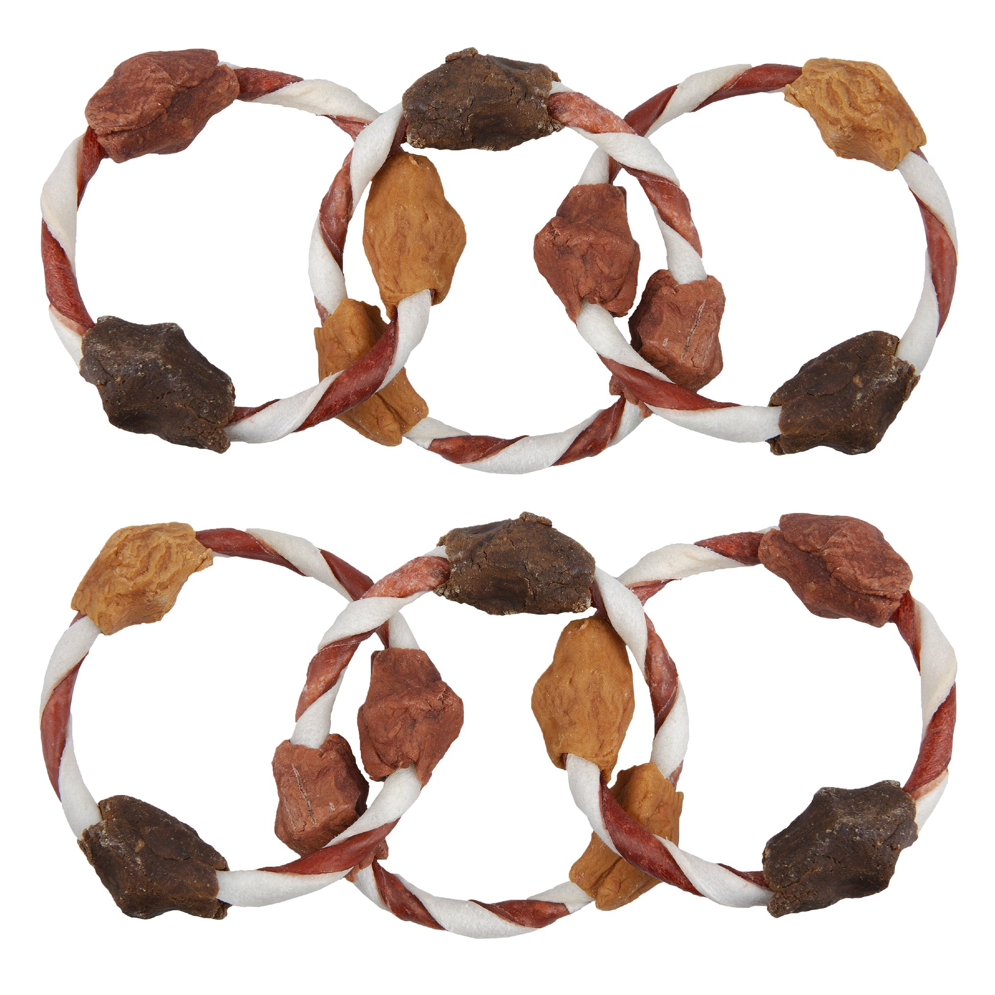 Good ’n’ Fun Triple Flavor Play-Tug-Chew Rings, Rawhide Chew for All Dogs, 4 Count