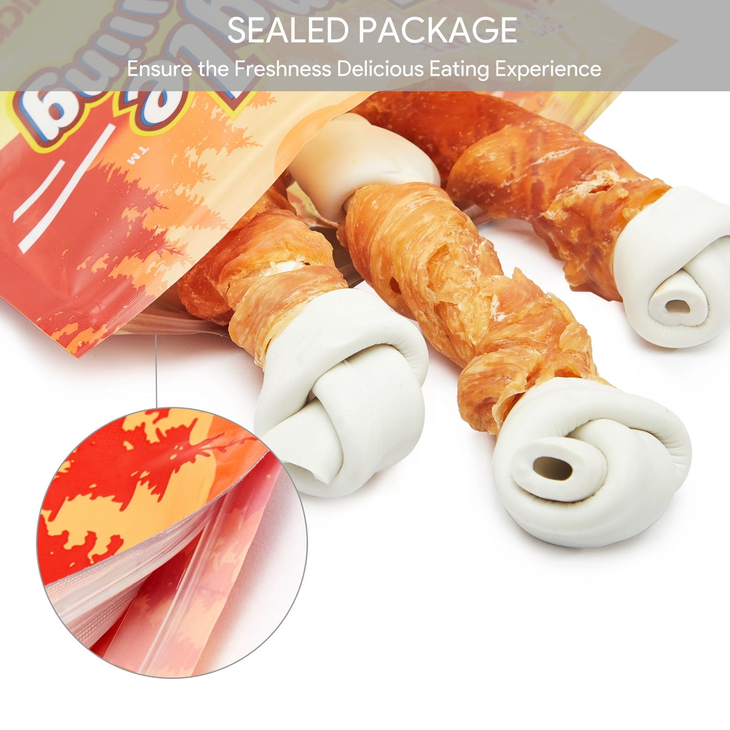 Jungle Calling Rawhide Free Chicken Wrapped Chew Dog Bones for Medium Large Dogs Training Treats