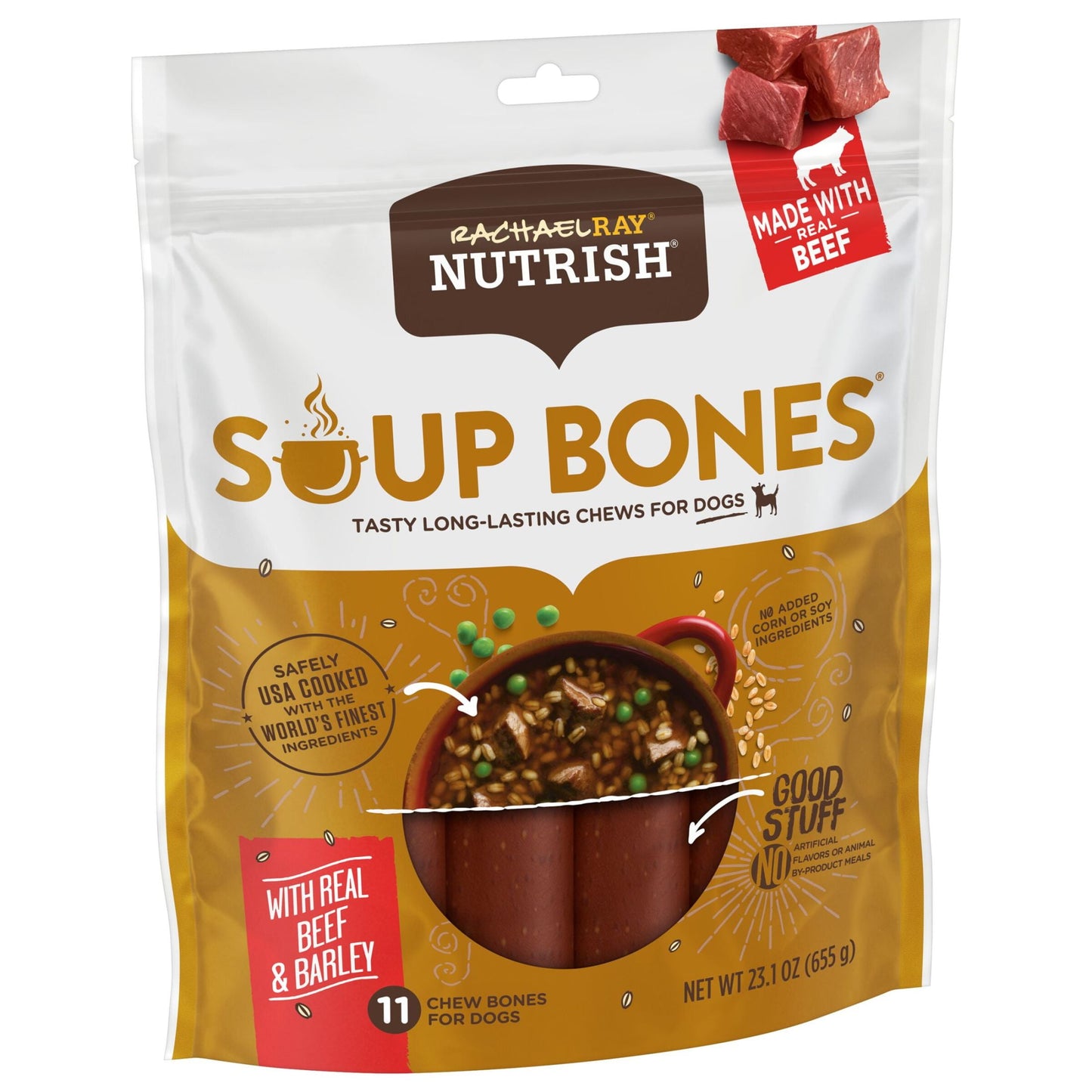 Rachael Ray Nutrish Soup Bones with Real Beef & Barley, 11 Dry Dog Chews