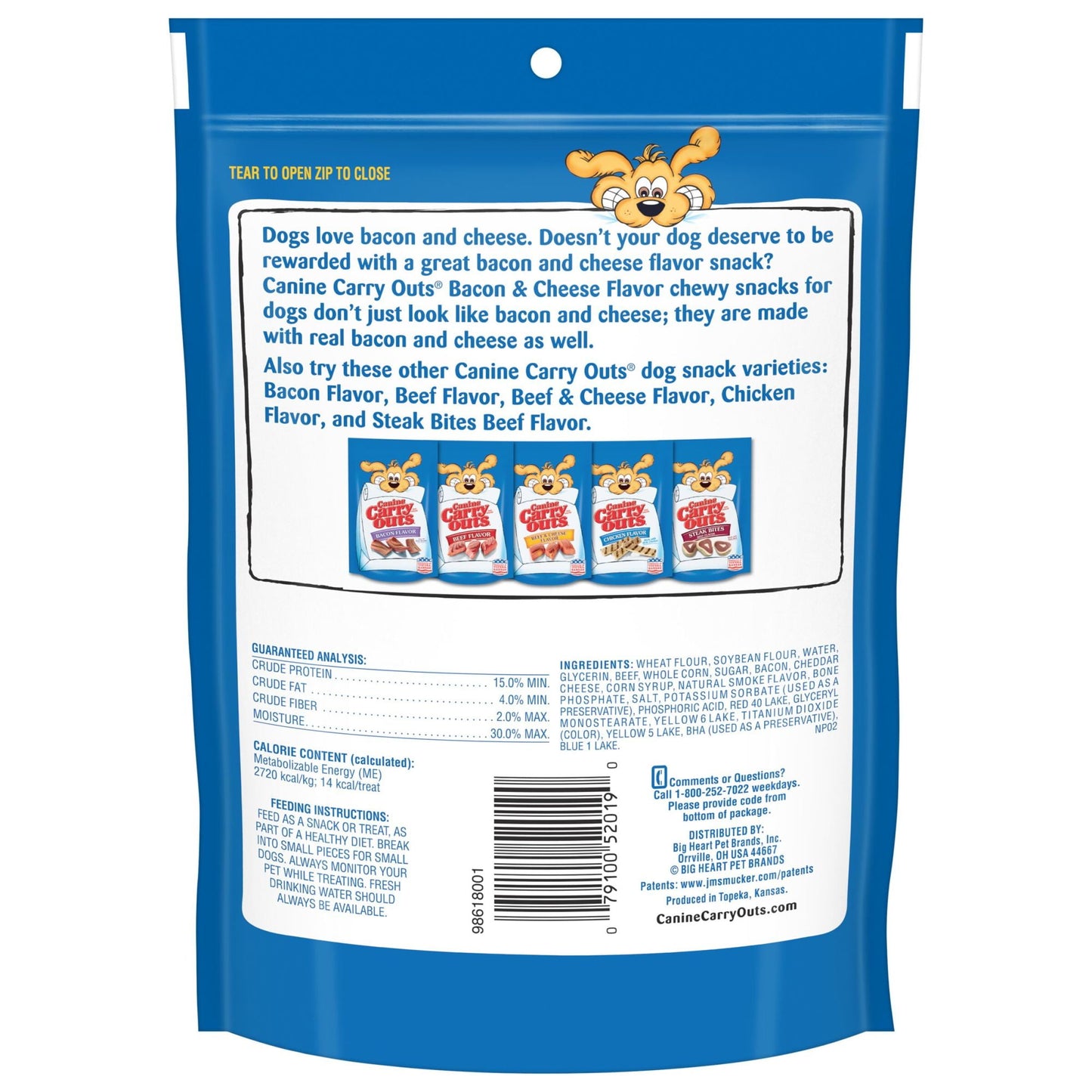 Canine Carry Outs Bacon & Cheese Flavor Dog Treats, 4.5oz