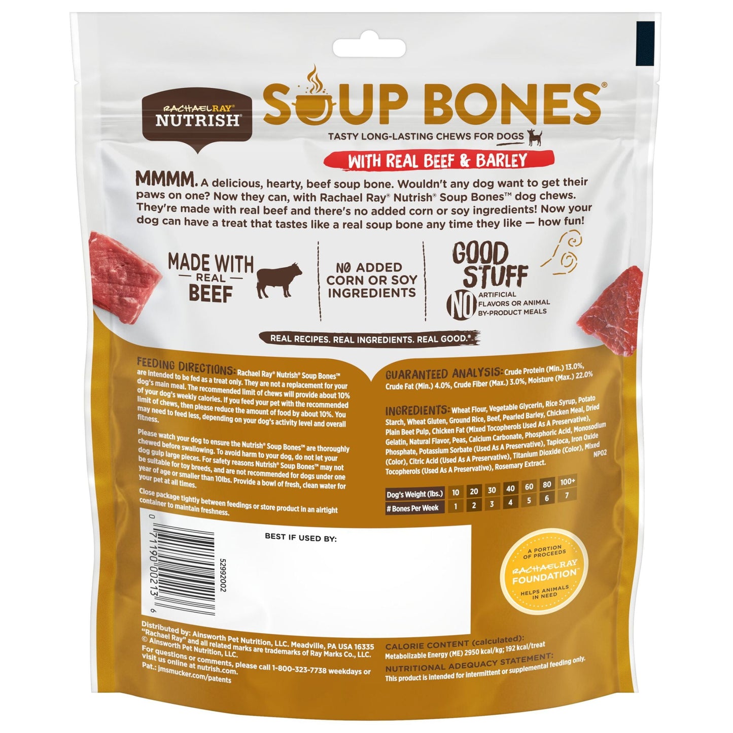 Rachael Ray Nutrish Soup Bones with Real Beef & Barley, 11 Dry Dog Chews