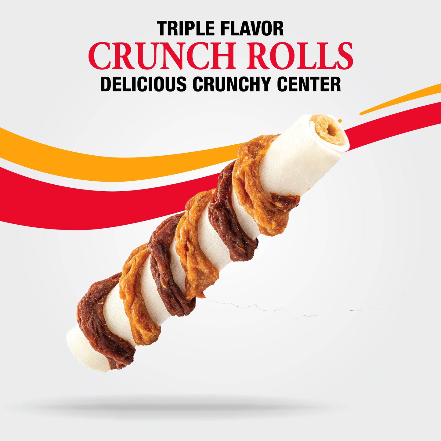Good ‘n’ Fun Triple Flavor Crunch Rolls, Rawhide Chews for All Dogs, Real Chicken & Bacon, 5 Count