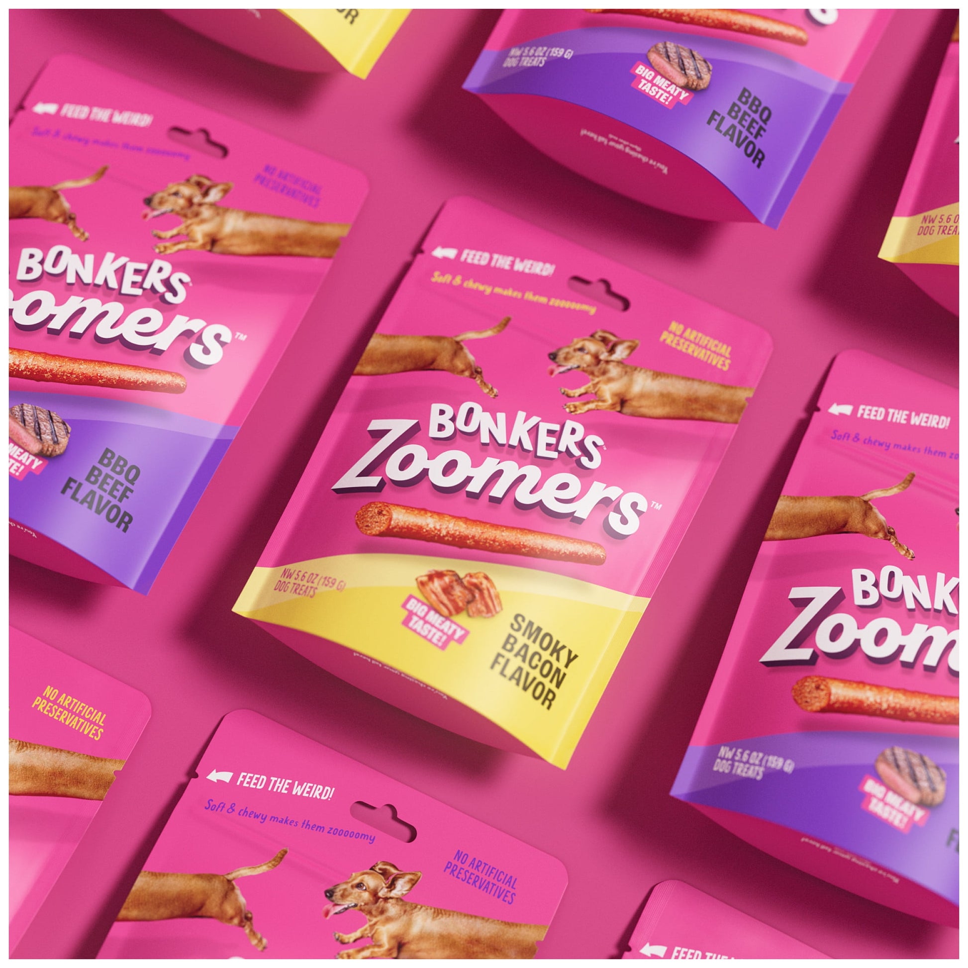 BONKERS Zoomers Dog Treats, Smoky Bacon Flavor, Soft & Chewy Dog Snacks, Treats for Dogs, 22 oz Bag