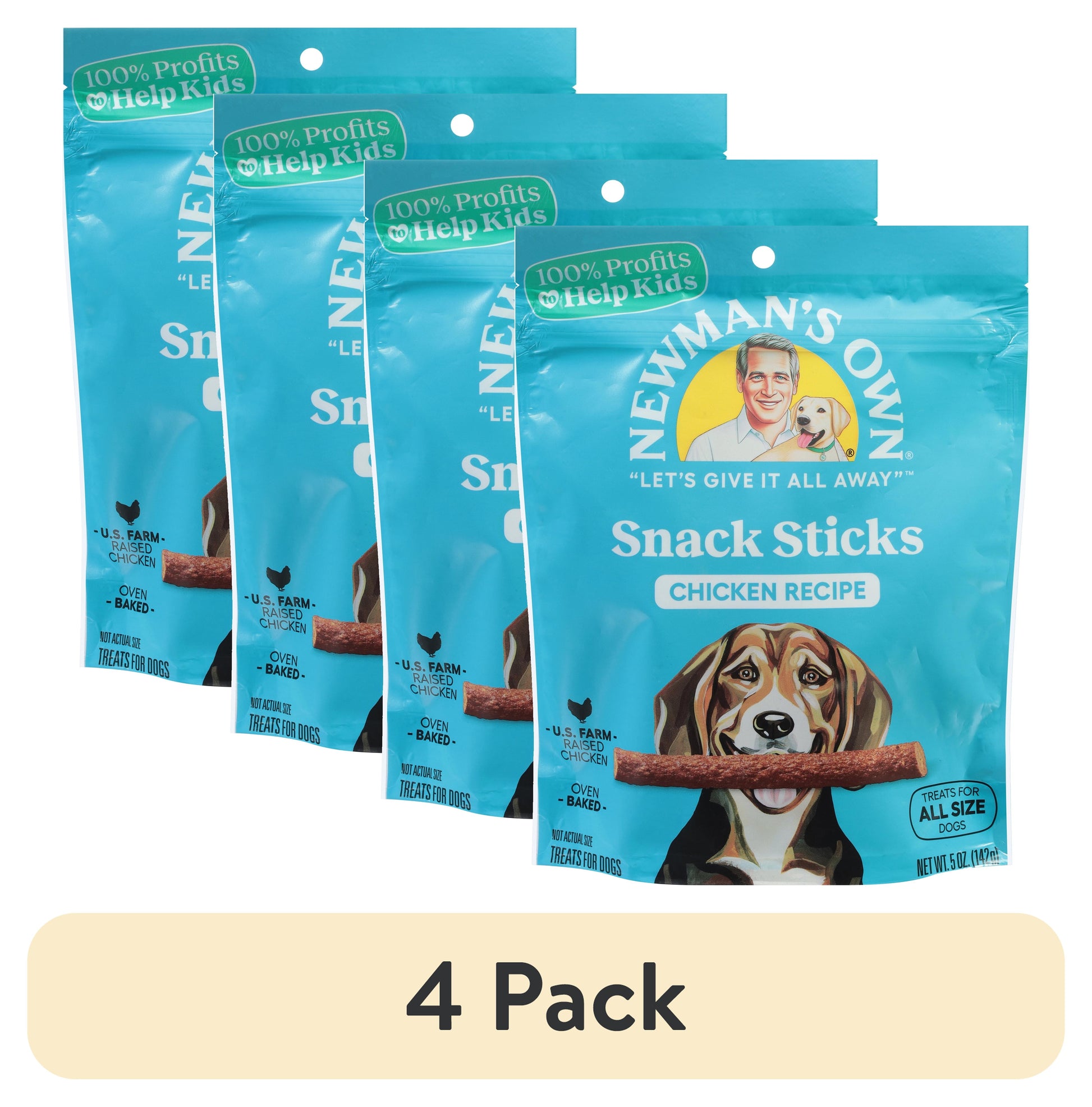 (4 pack) Newman's Own Snack Sticks Chicken Recipe Treats for Dogs 5 oz