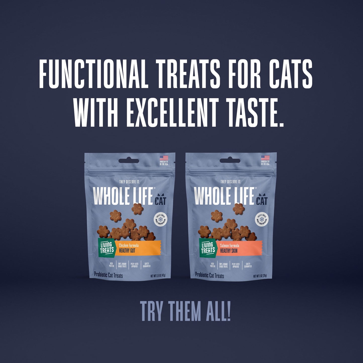 Whole Life Pet Living Treats – Healthy Skin Probiotic Snack For Cats, 1oz