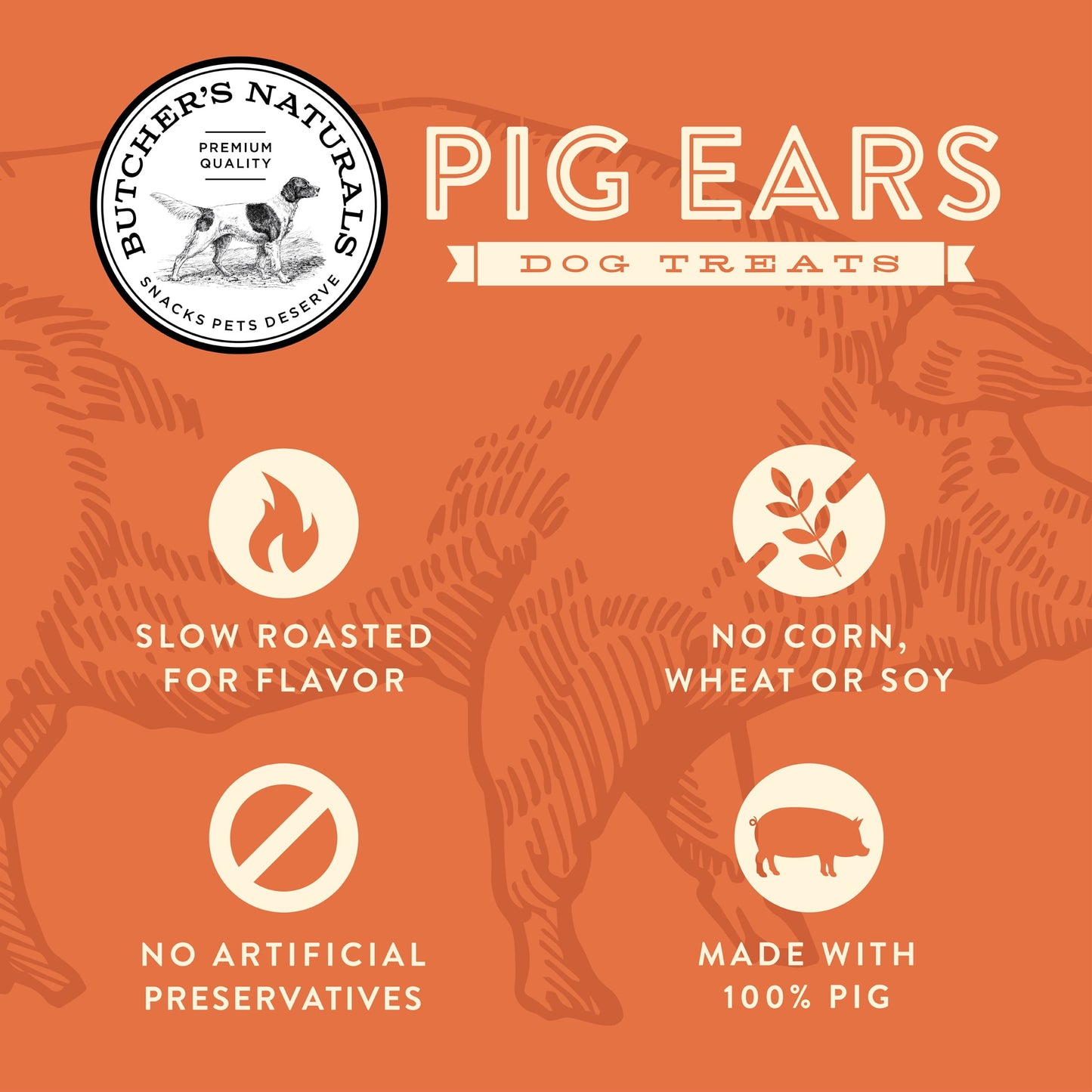 Butcher’s Naturals Pork Flavored Pig Ears Treats for Dogs, 10 Pieces