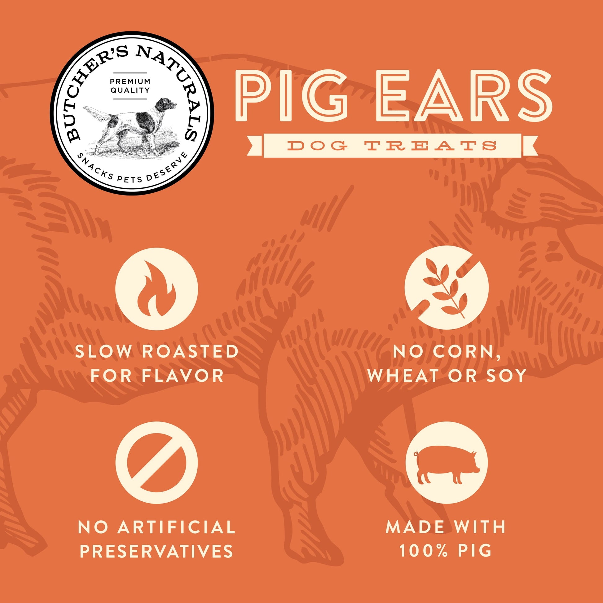 Butcher’s Naturals Pork Flavored Pig Ears Treats for Dogs, 10 Pieces