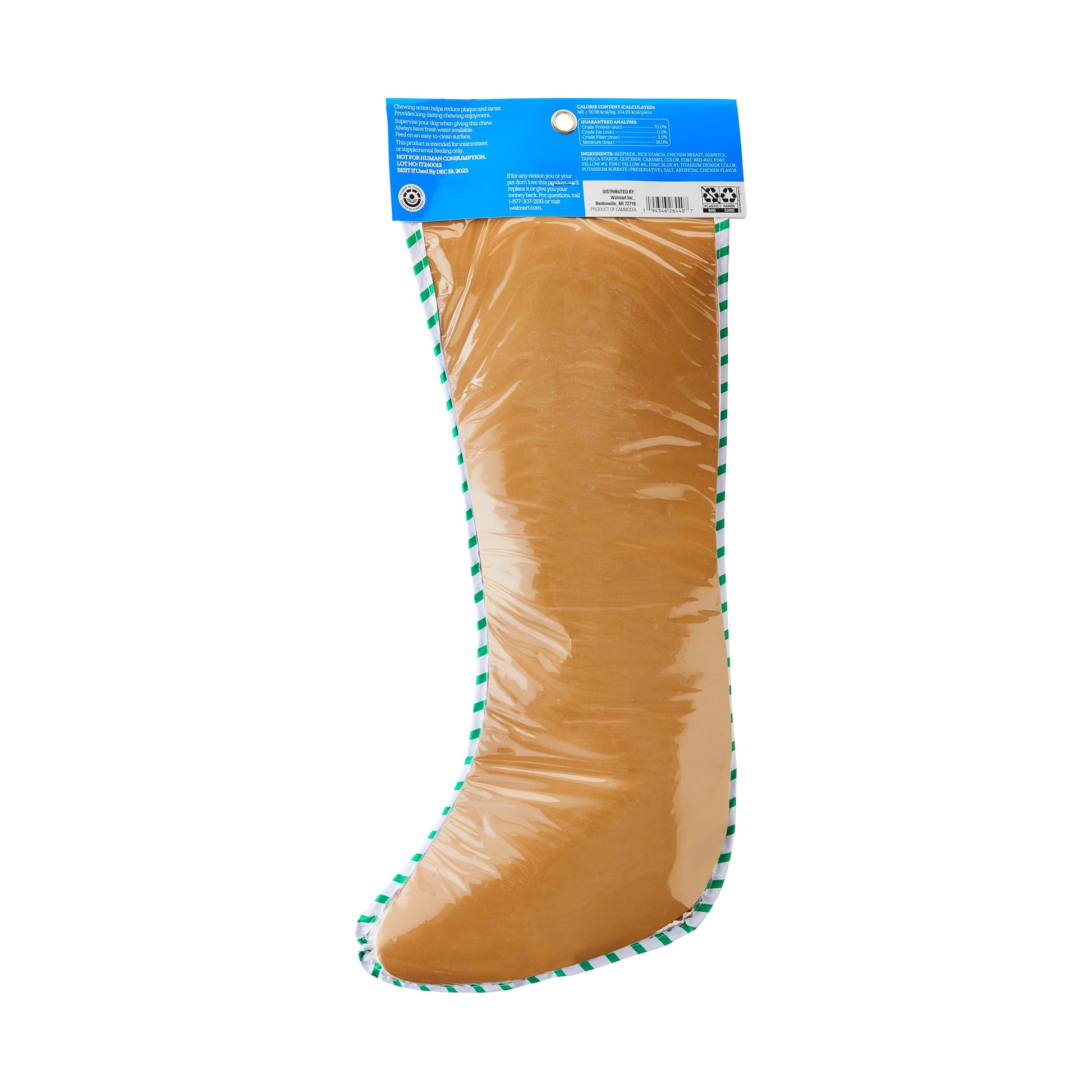 Vibrant Life Stocking with Assorted Rawhide Chews, Holiday Treats for Dogs, Dry, 18.17 oz, 15 Count