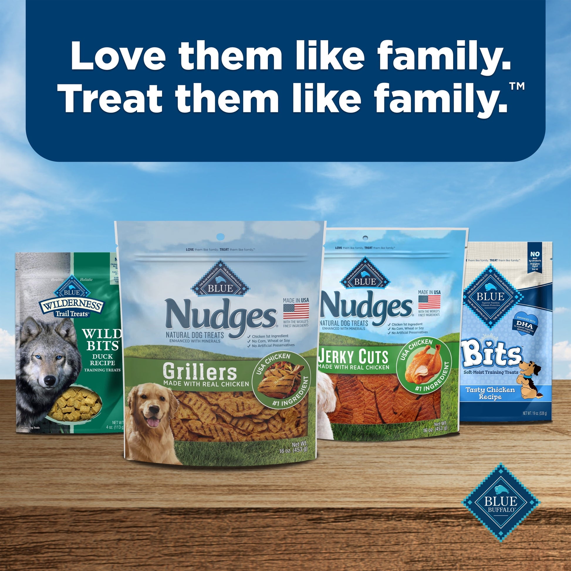 Blue Buffalo Nudges Grillers Natural Dog Treats Made with Real Chicken, 16-oz. Bag