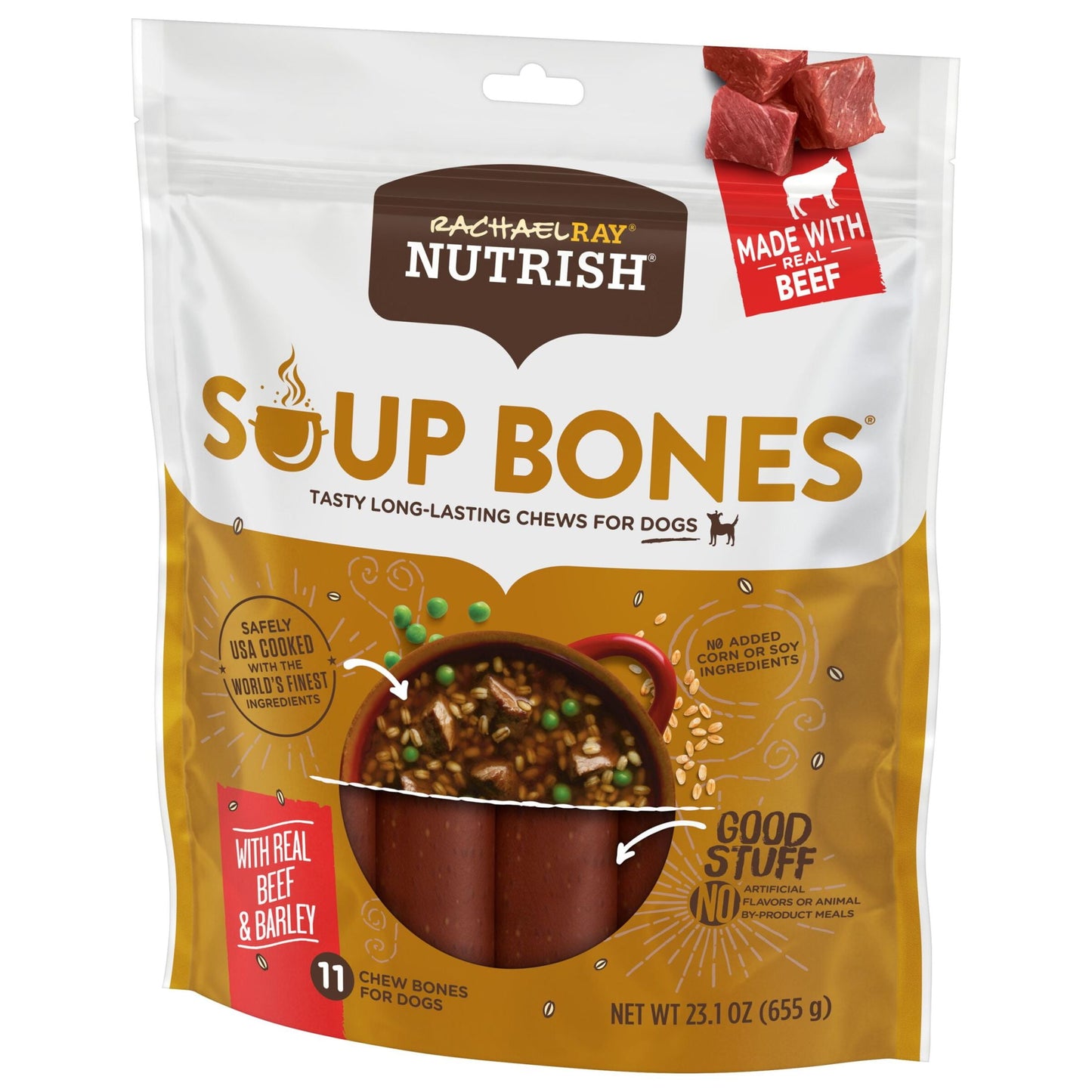 Rachael Ray Nutrish Soup Bones with Real Beef & Barley, 11 Dry Dog Chews