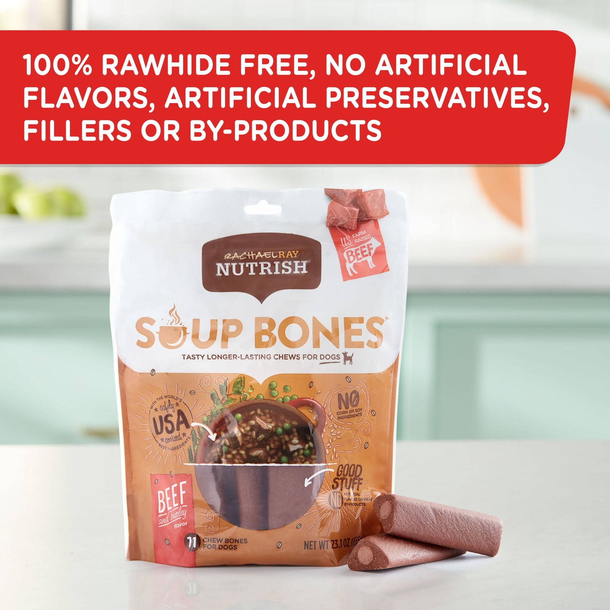 Rachael Ray Nutrish Soup Bones with Real Beef & Barley, 11 Dry Dog Chews