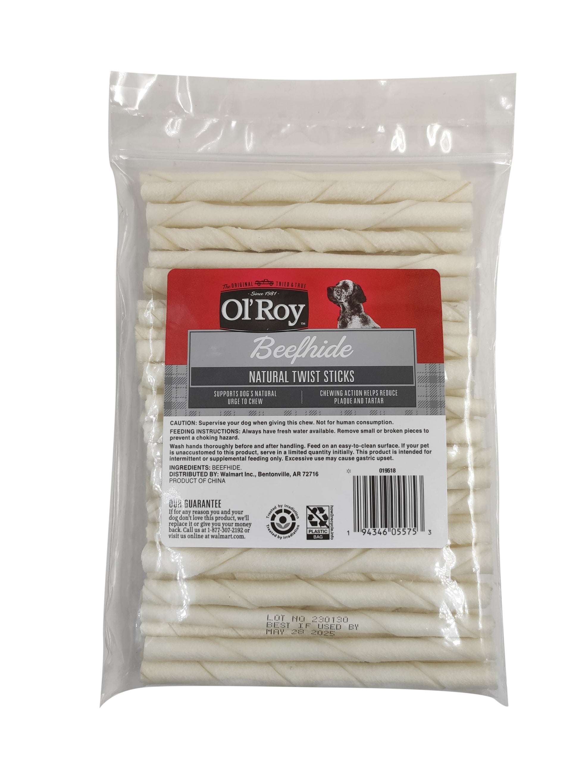 Ol Roy Rawhide Sticks Natural Beefhide, Chews for Dogs, 5", 11.4 oz, 50 Count, Dry