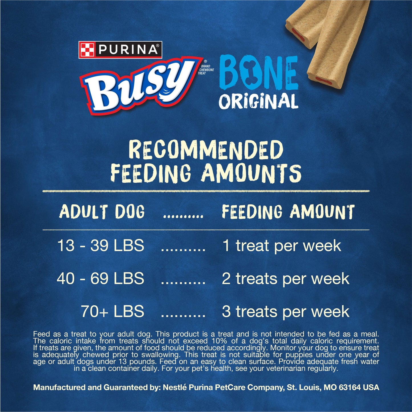 Purina Busy Bone 30-70+ lbs Dog Treats Original Pork, Long-Lasting Chews, 21 oz Pouch (6 Count)