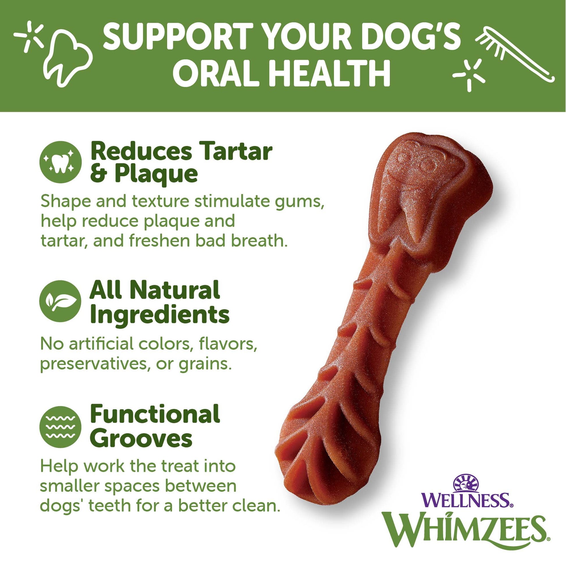 Wellness WHIMZEES Variety Box Natural Grain Free Dental Chews for Dogs, Small Breed, 56 count