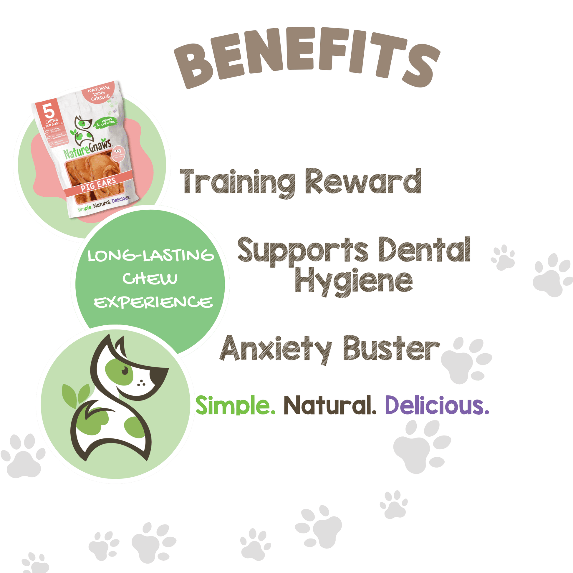 Nature Gnaws Pig Ears, Natural Dog Chew Treats (5 count)