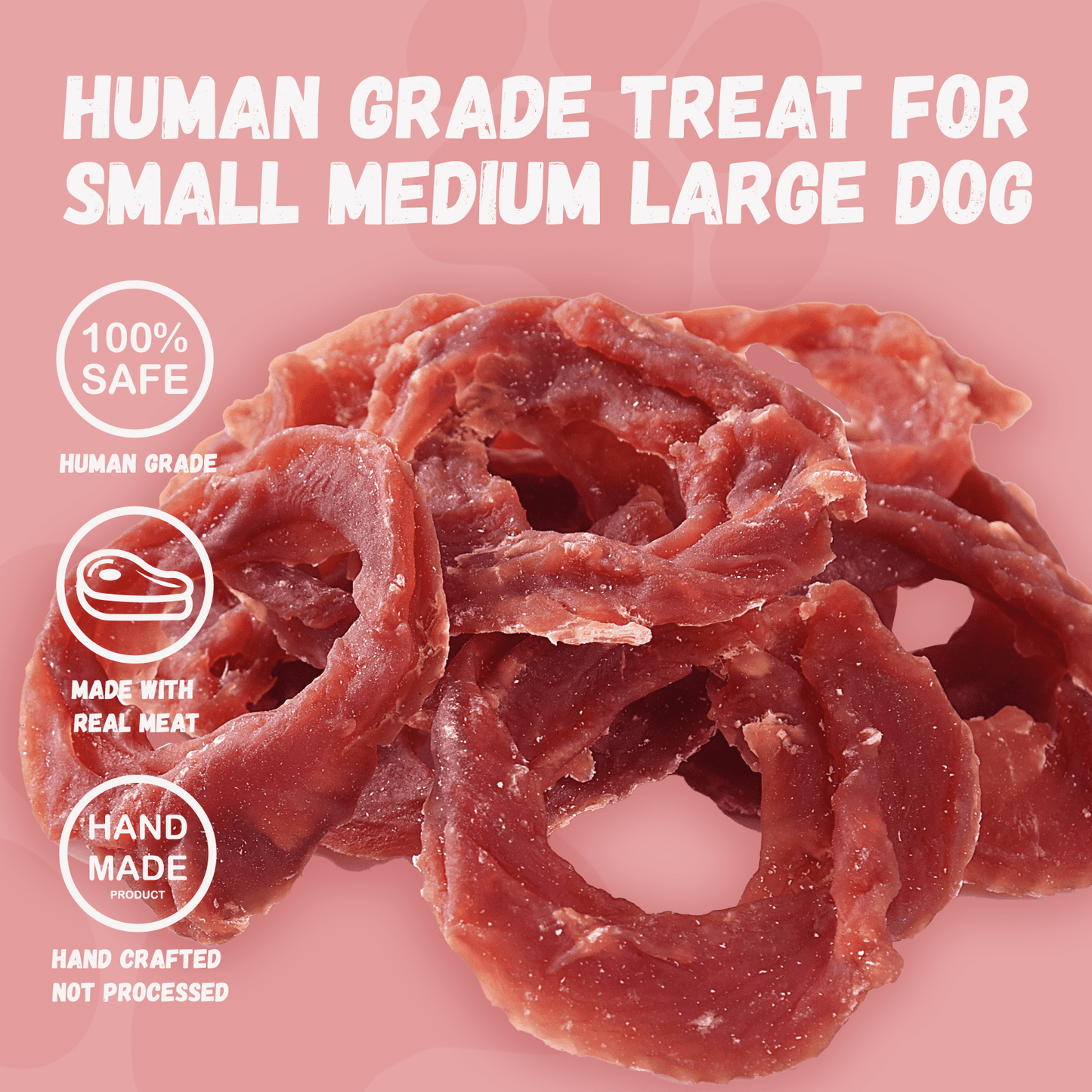 Pawmate Duck Jerky Dog Treats, Duck Jerky Rings for All Dogs, 23ct Packet