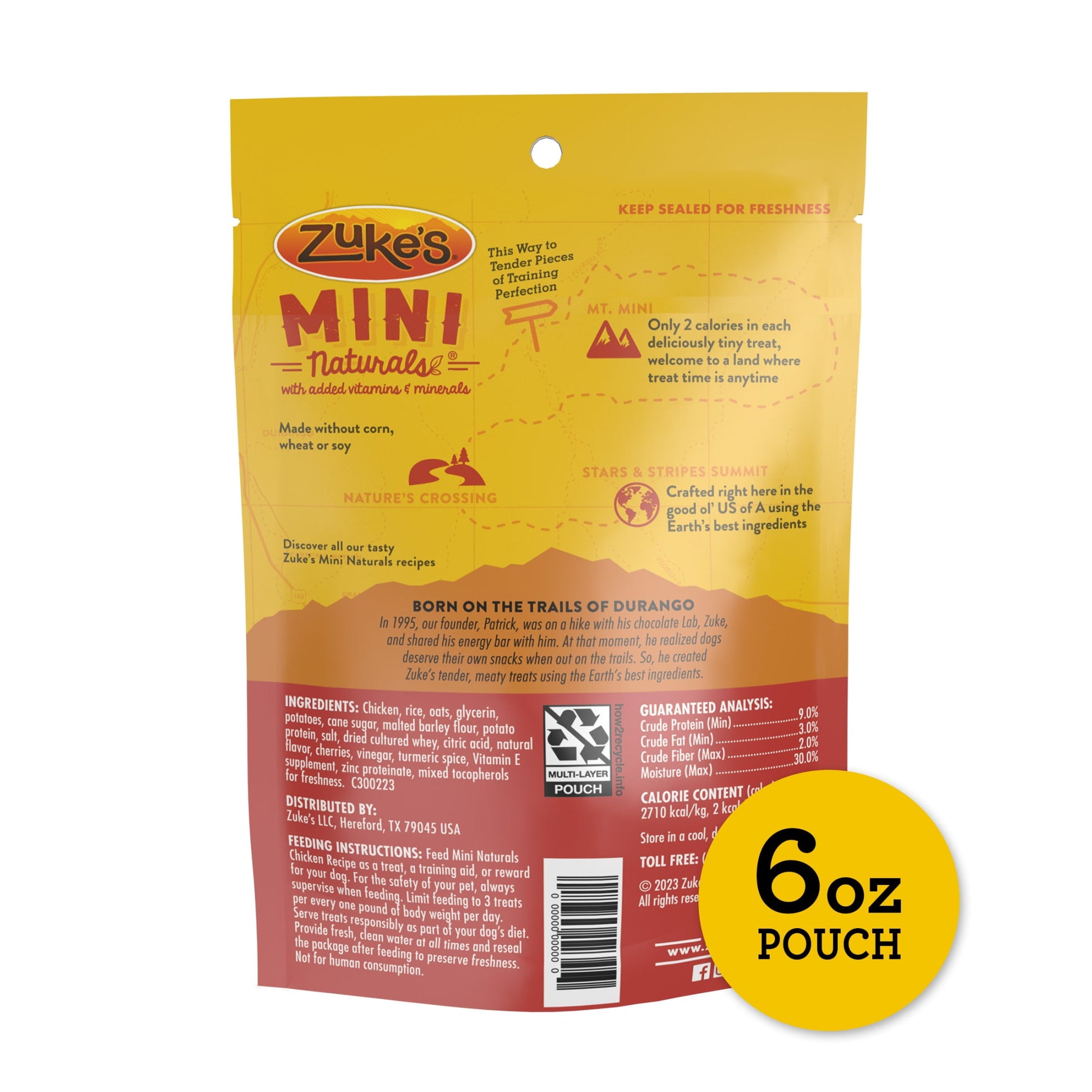 Zuke's Mini Naturals Soft Dog Training Treats, Real Chicken Recipe Tender Chews, 6 oz Pouch