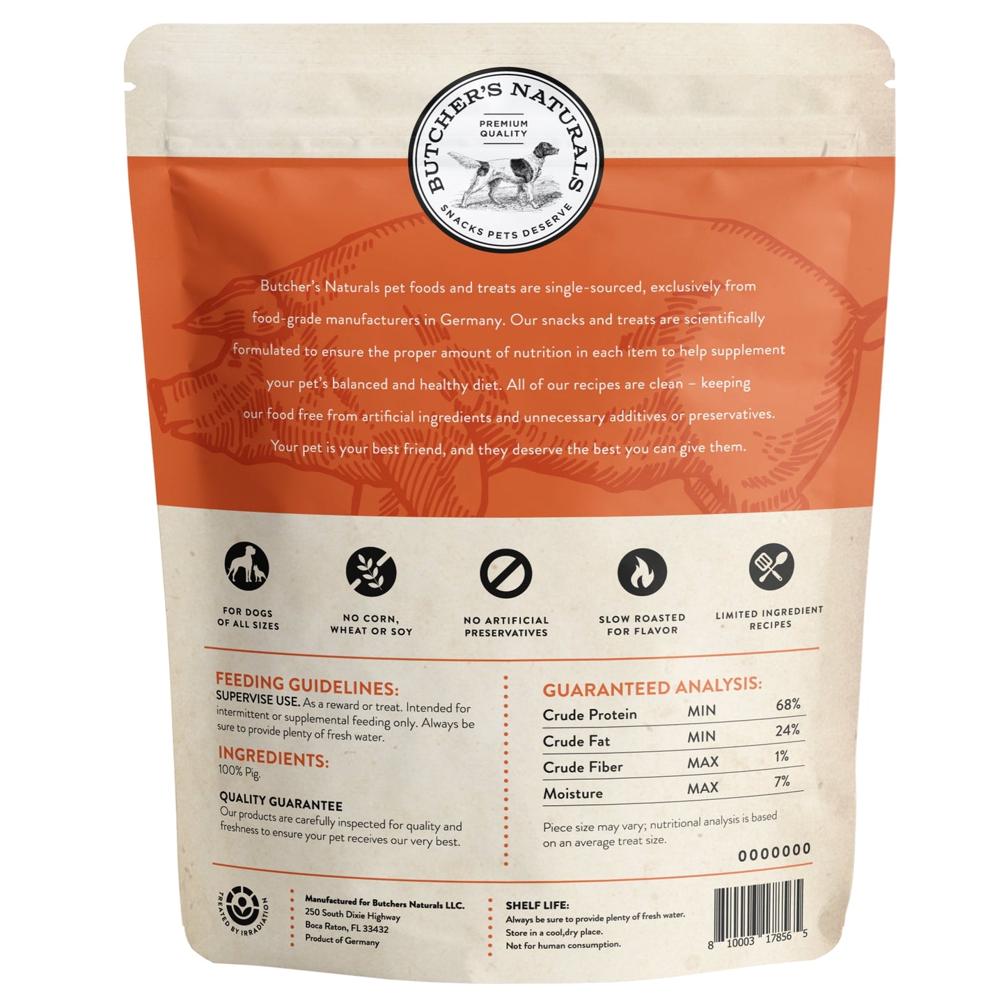 Butcher’s Naturals Pork Flavored Pig Ears Treats for Dogs, 10 Pieces