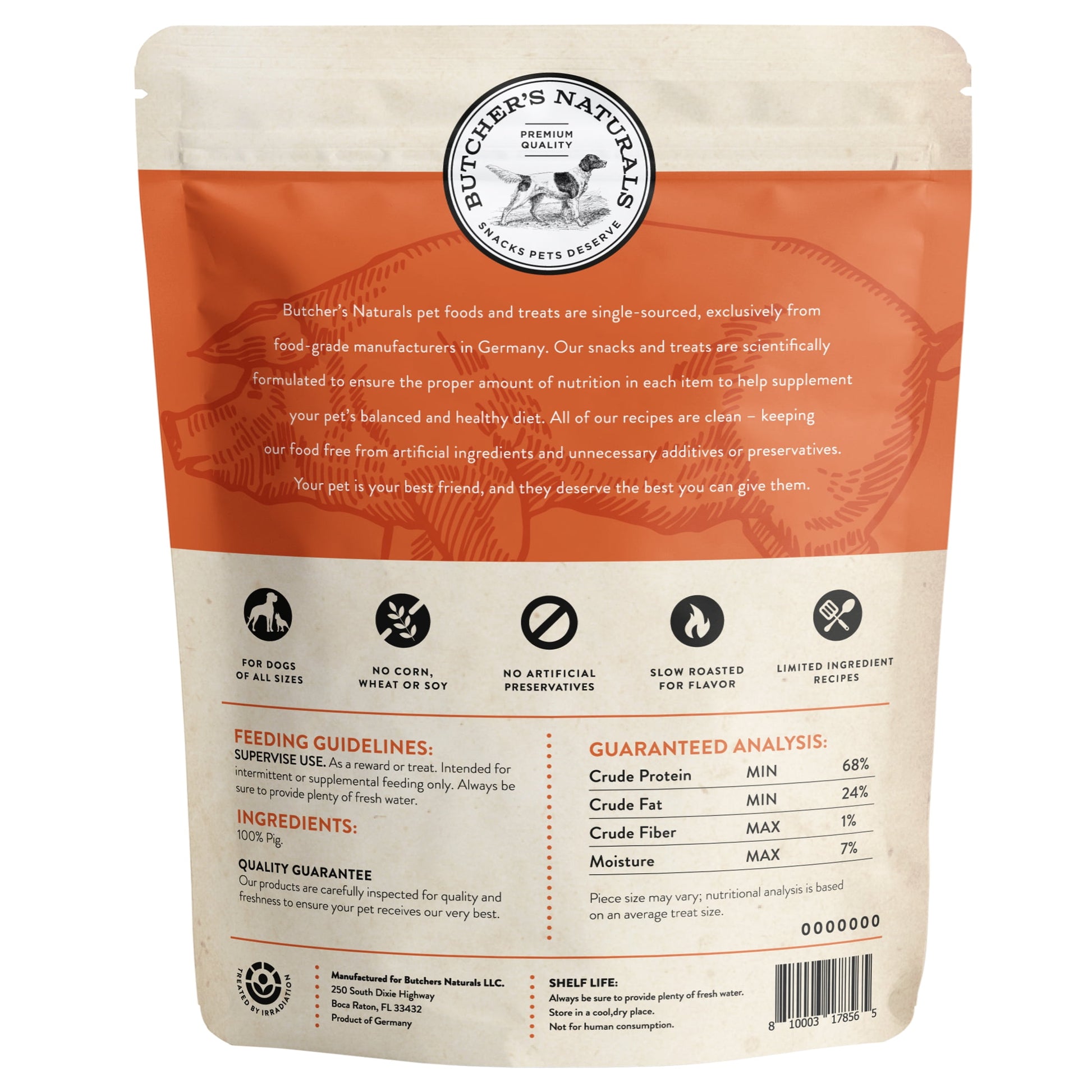 Butcher’s Naturals Pork Flavored Pig Ears Treats for Dogs, 10 Pieces