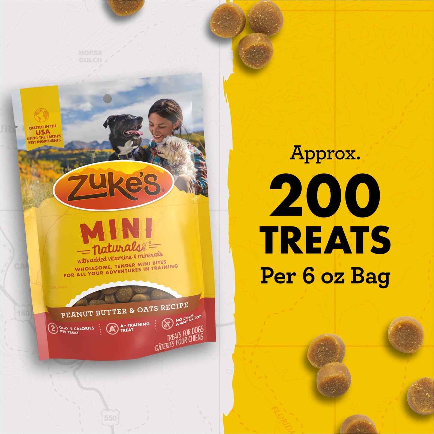 Zuke's Mini Naturals Soft Dog Training Treats, Peanut Butter Recipe Tender Chews, 6 oz Pouch