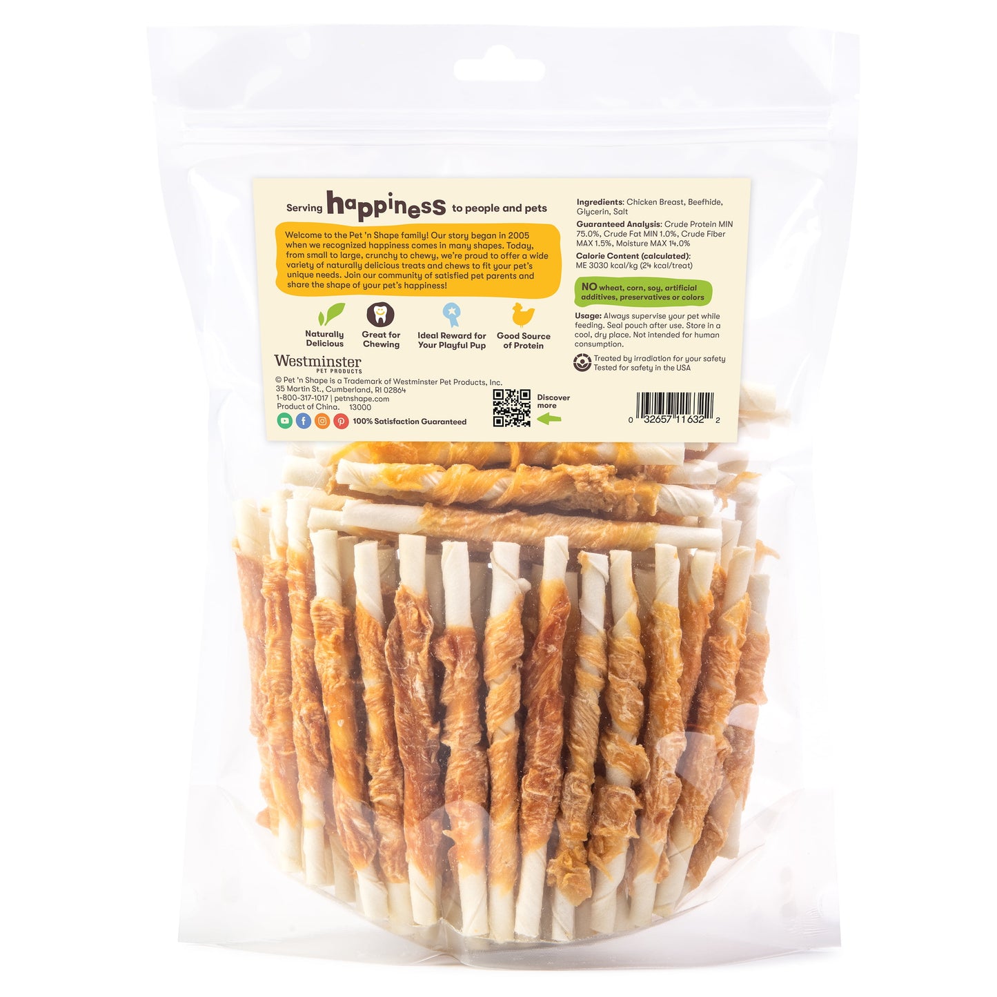 Pet 'n Shape Hide Twists – Chicken Wrapped Rawhide Dog Treats - Small Twist - 2 Pounds