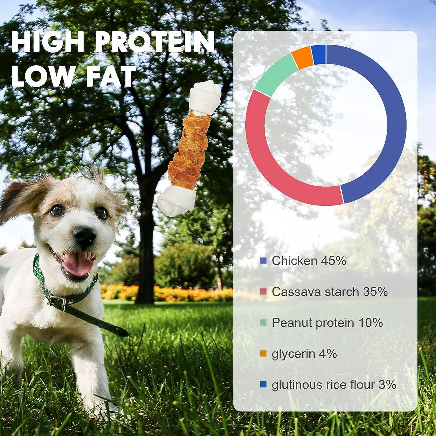 Jungle Calling Rawhide Free Chicken Wrapped Chew Dog Bones for Medium Large Dogs Training Treats