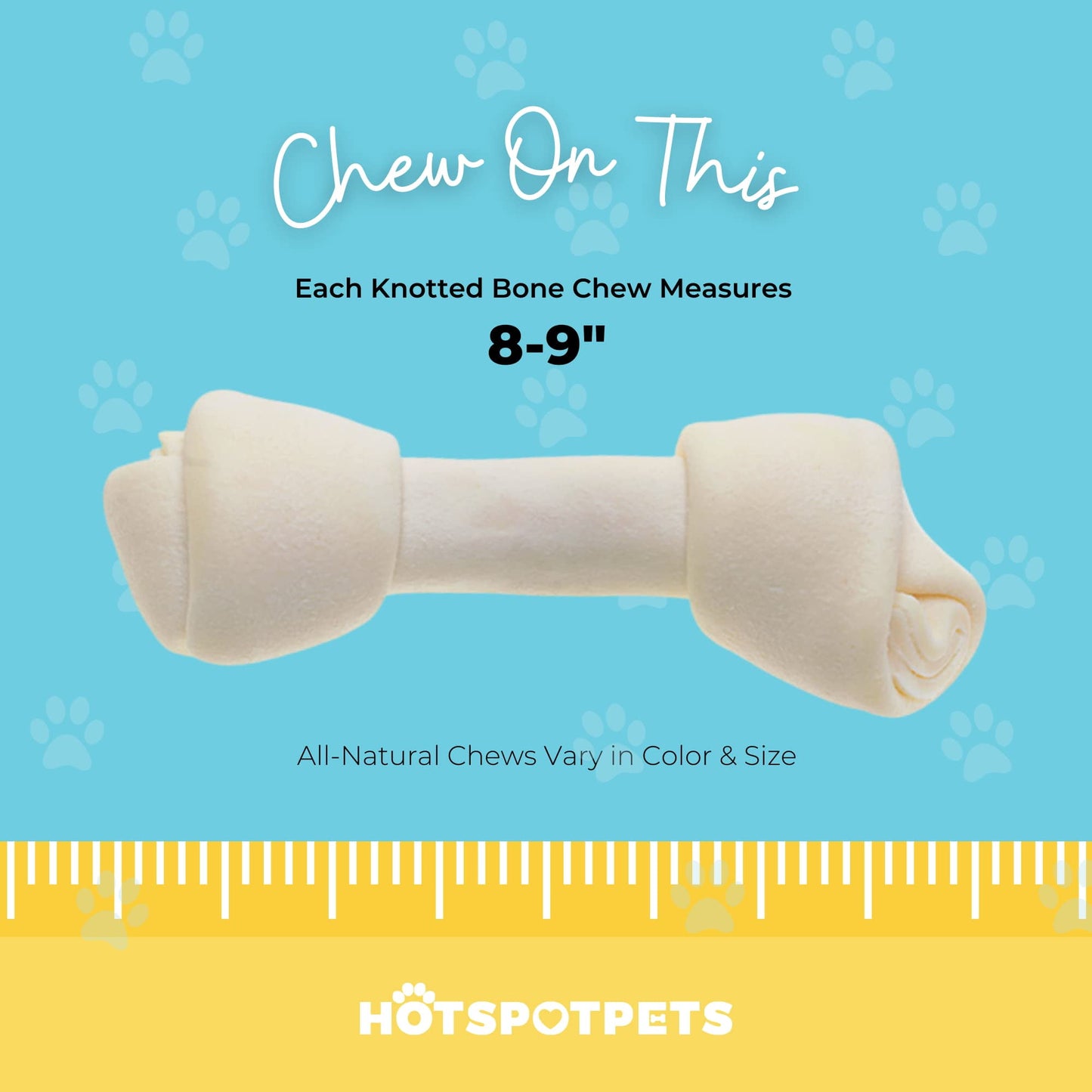 HotSpot Pets Rawhide Dog Bones - Great for Dog Chews, Promotes Hygiene and Healthy Gums, 8-9 Inch, Large, 5 Pack