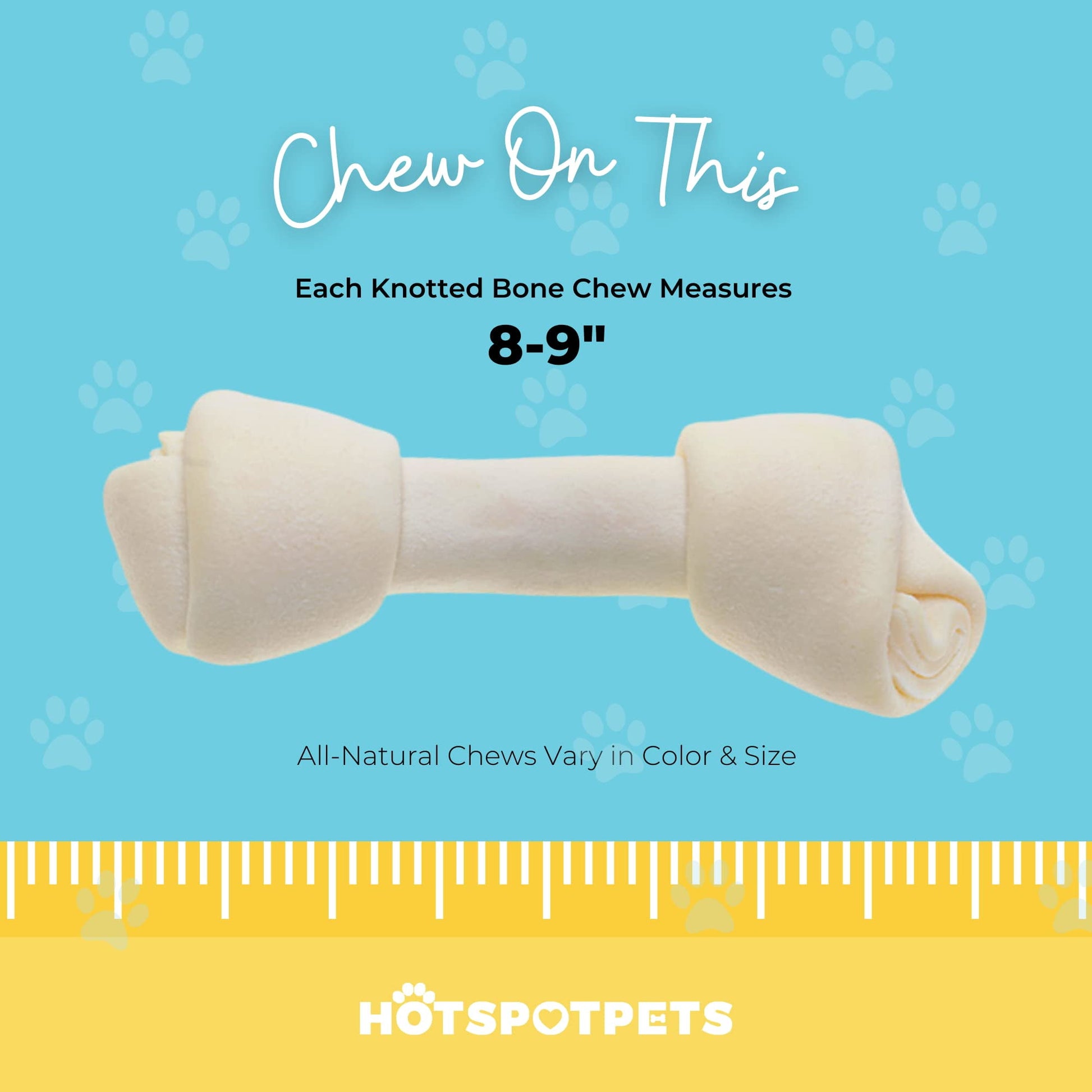 HotSpot Pets Rawhide Dog Bones - Great for Dog Chews, Promotes Hygiene and Healthy Gums, 8-9 Inch, Large, 5 Pack