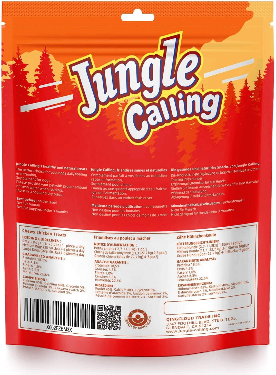 Jungle Calling Chewy Chicken Dog Treats Rawhide Free Real Chicken Calcium Bone, Teeth Clean Breath Fresh Dog Training Treats