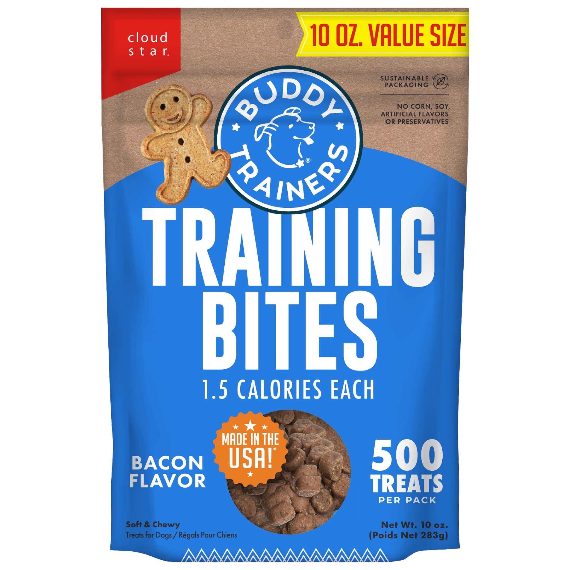 Buddy Biscuits Trainers Training Bites Soft & Chewy Dog Treats, Bacon, 10 oz. Bag