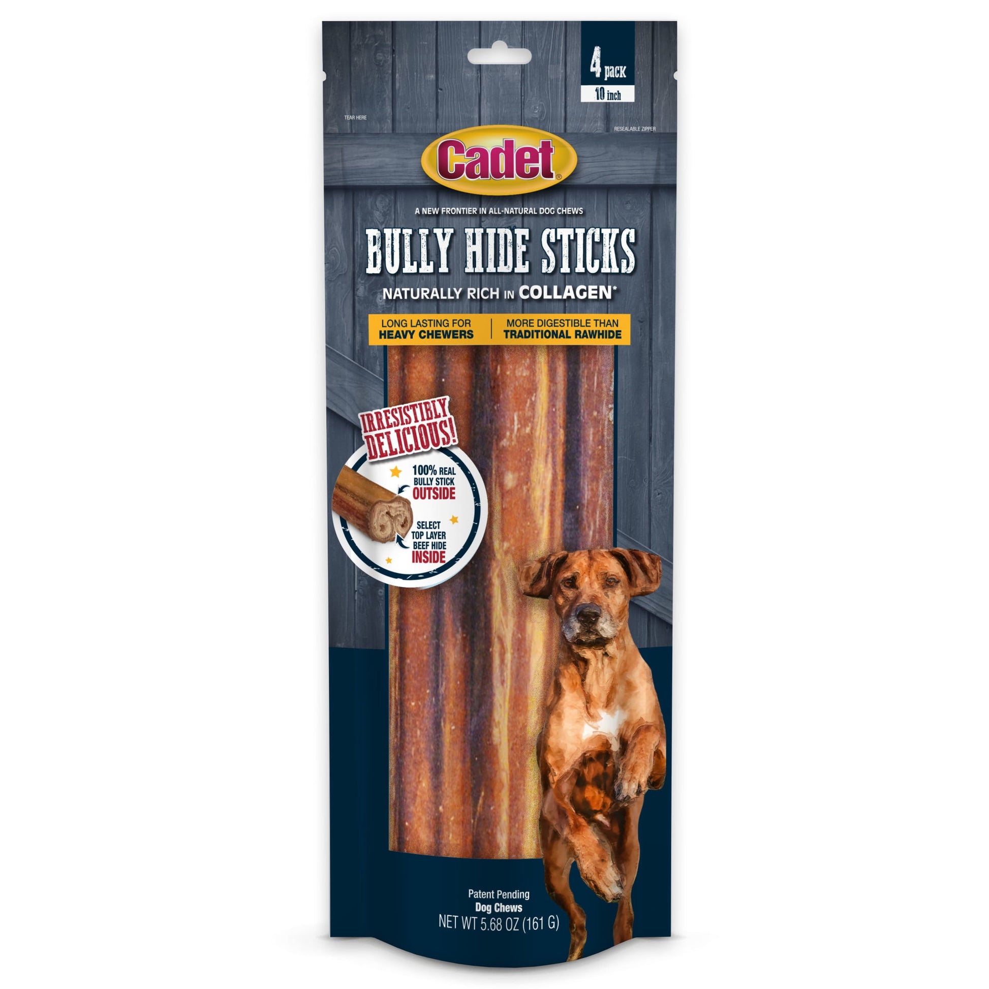 Cadet Bully Hide Sticks All-Natural Dog Chews Large Bully Stick Large (4 Count)