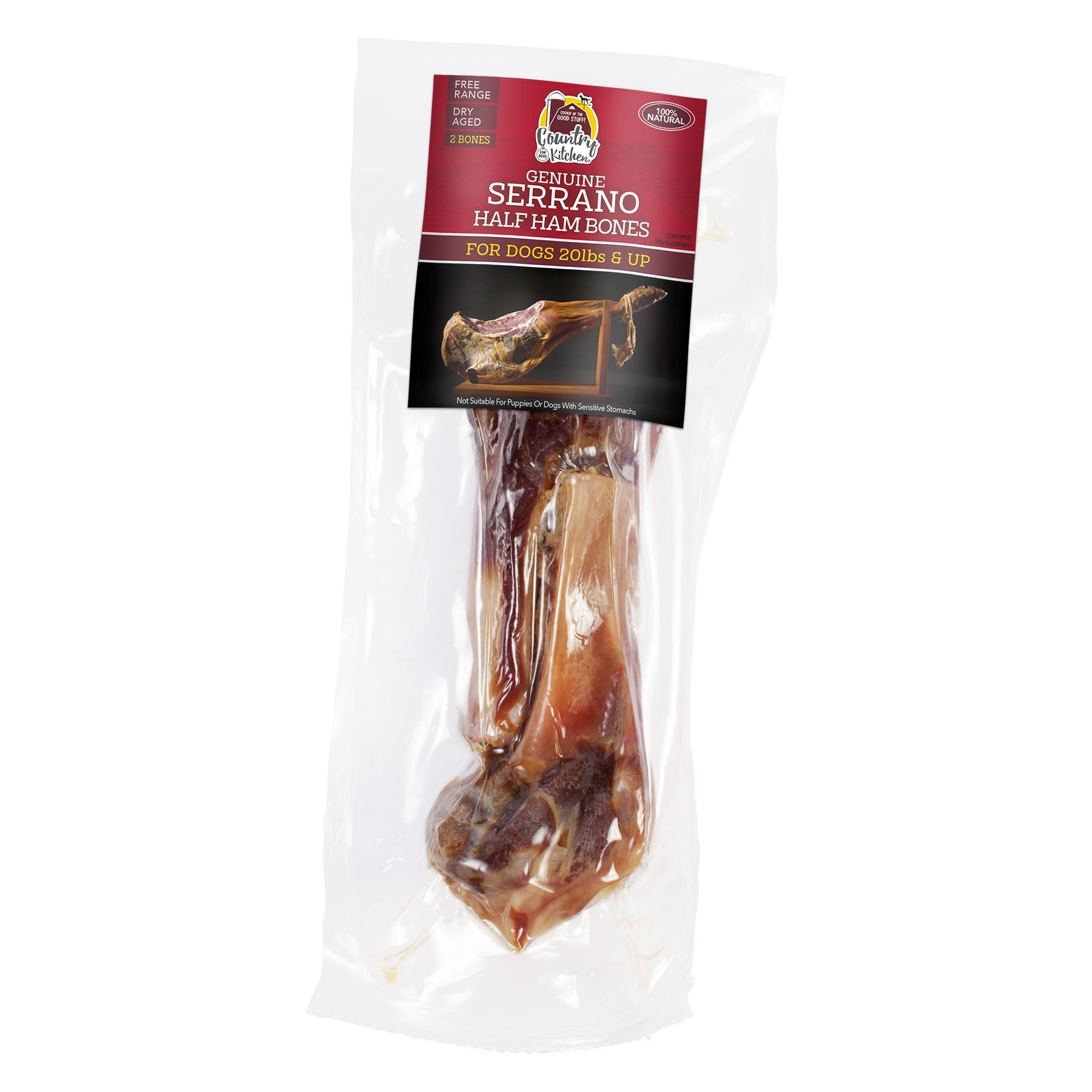Country Kitchen Serrano Half Bone Dog Treat: 2 pack aged pork bone dog treat