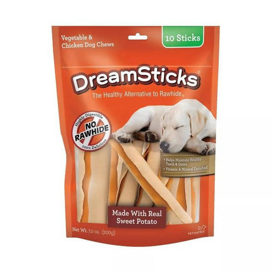 DreamBone DreamSticks Made with Real Sweet Potato, Rawhide-Free Chews for Dogs, 10 Count