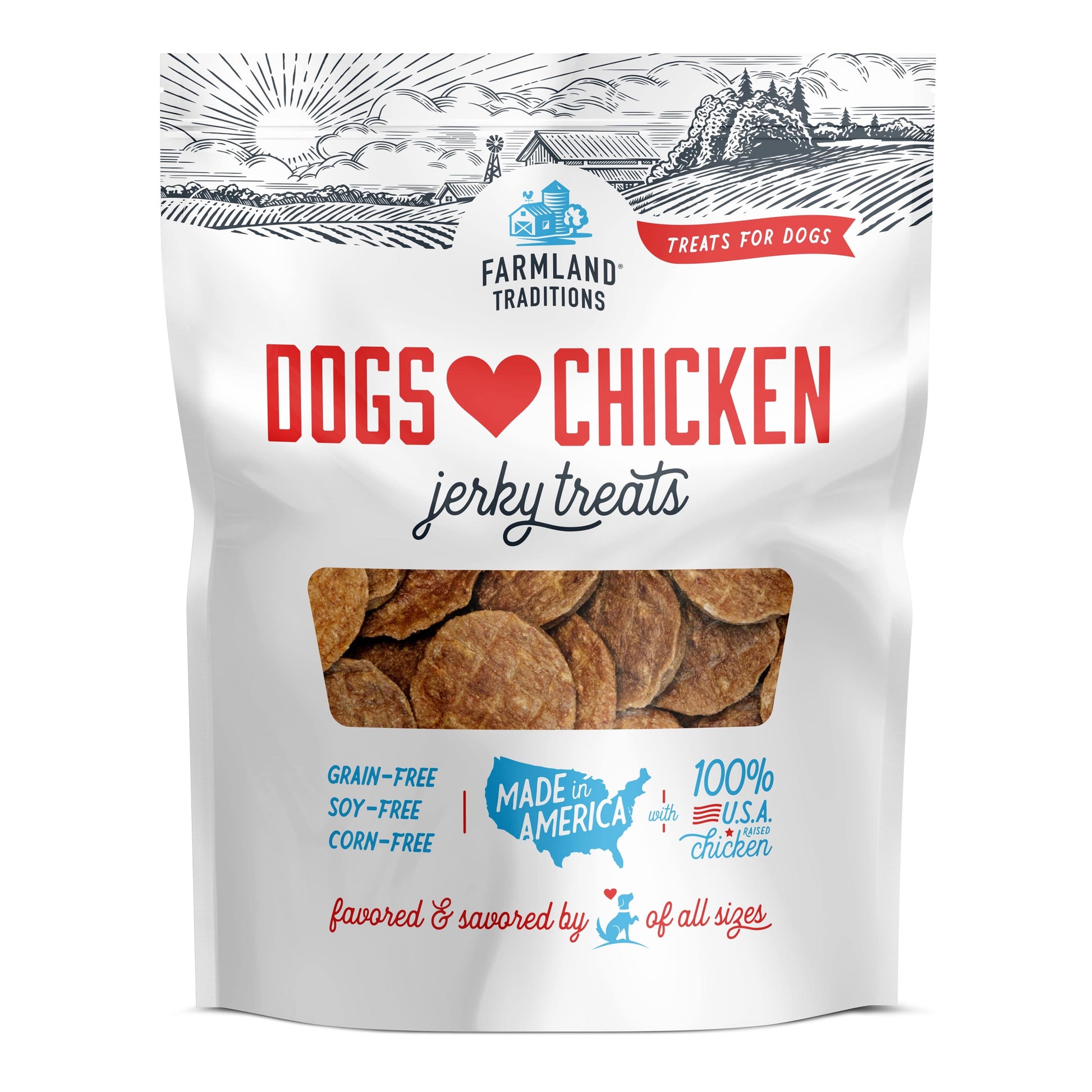 Farmland Traditions Dogs Love Chicken Jerky Dog Treats with Only 3 Ingredients and No Fillers, 1 Pound Bag