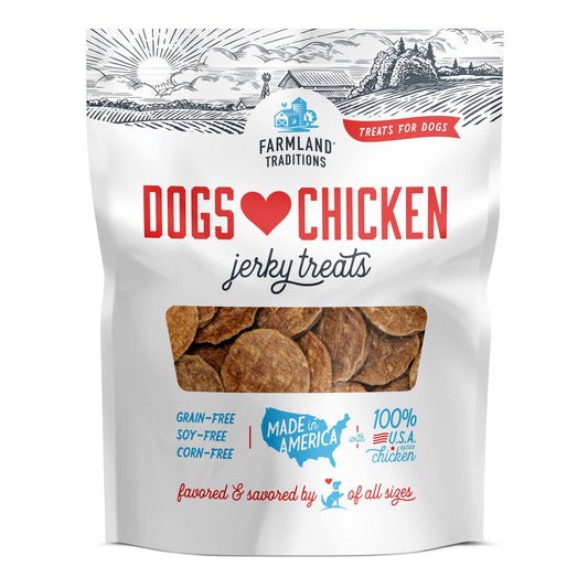 Farmland Traditions Dogs Love Chicken Jerky Dog Treats with Only 3 Ingredients and No Fillers, 1 Pound Bag