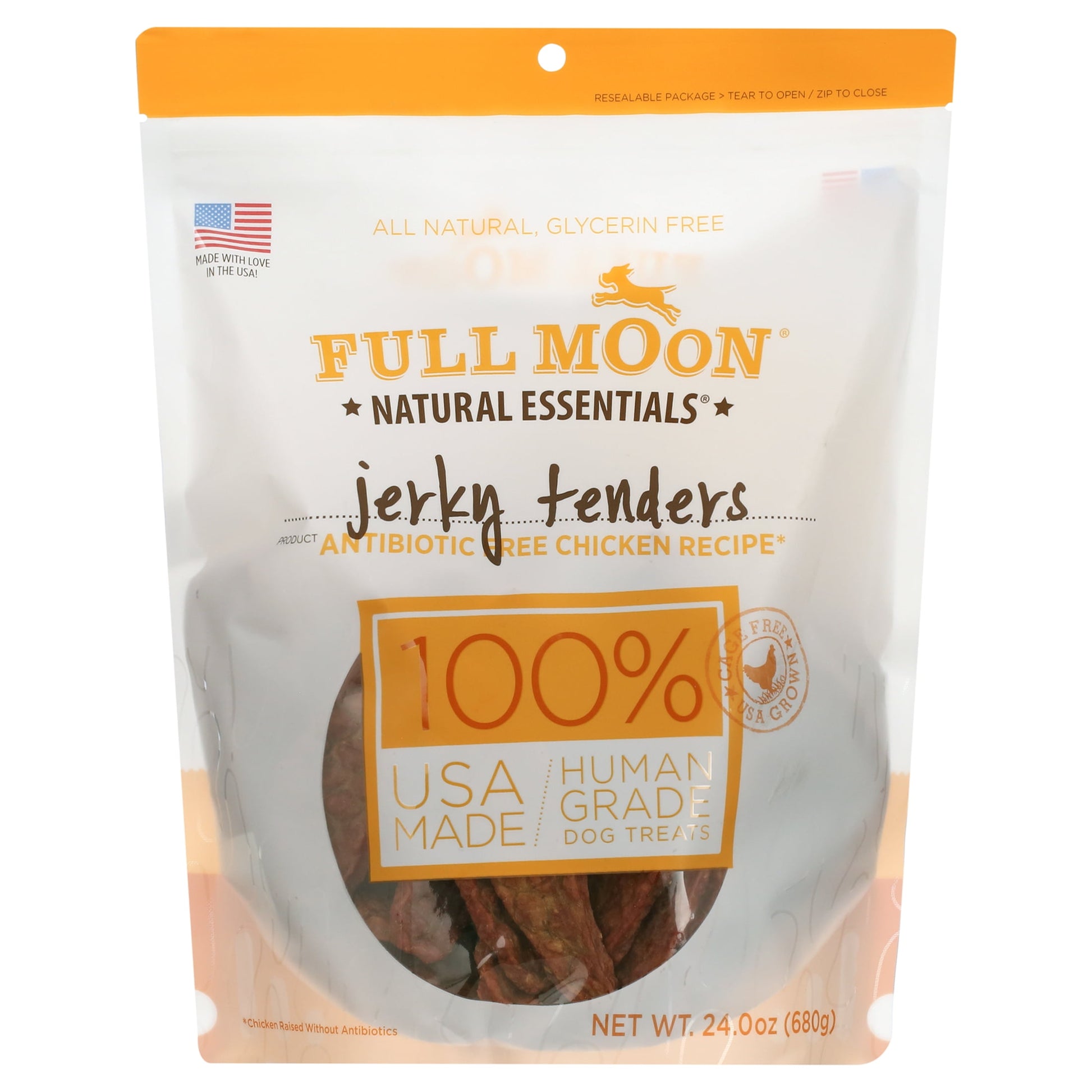 Full Moon All Natural Human Grade Dog Treats, Essential Chicken Jerky Tenders, 24 Ounce