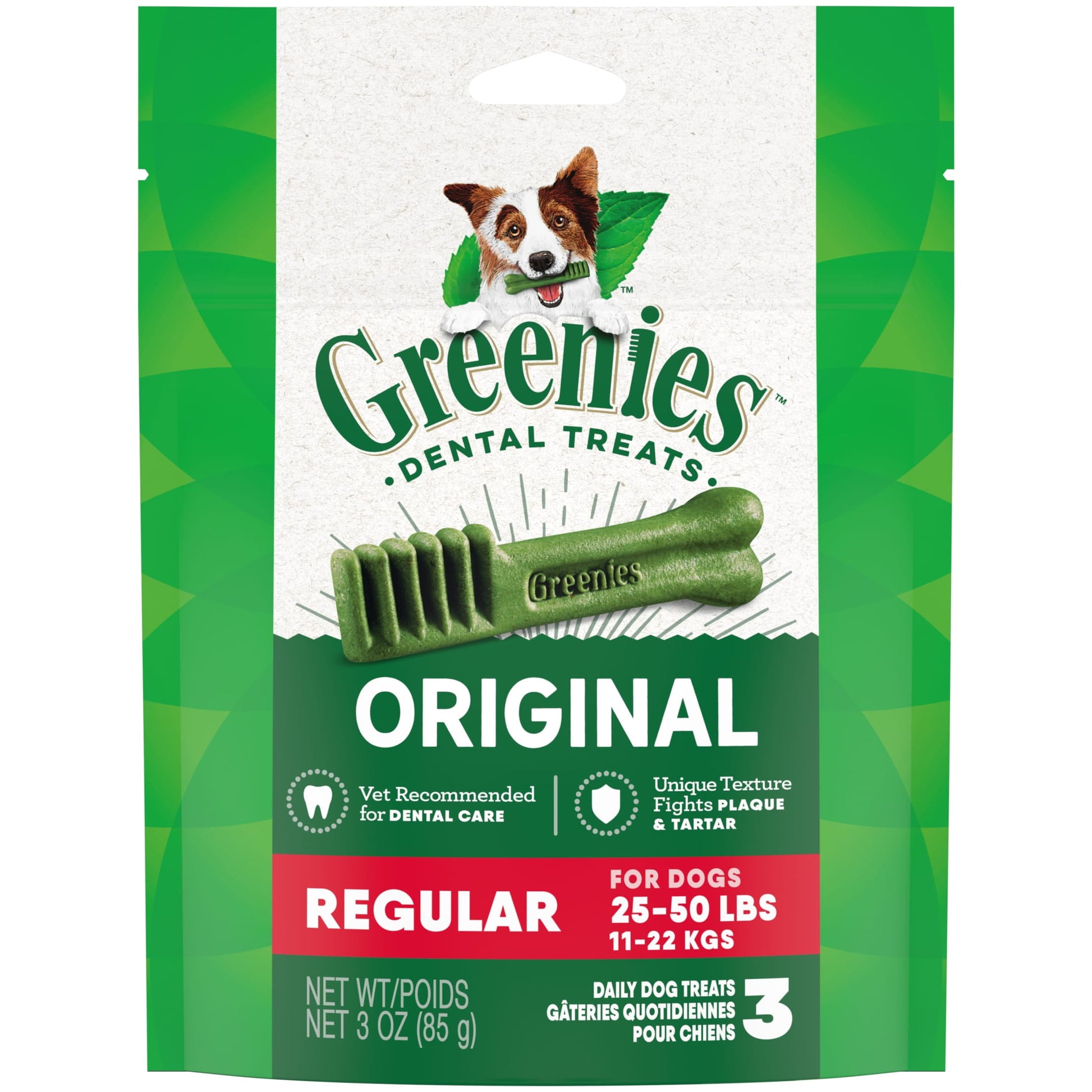 Greenies Original Regular Natural Dog Dental Treats, 3 Oz Pack (3 Treats)