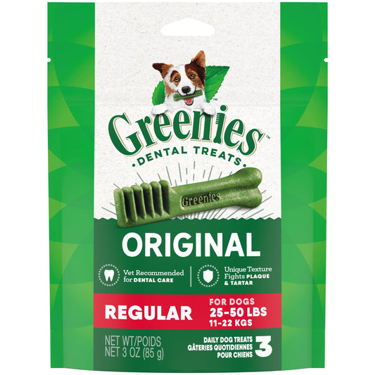 Greenies Original Regular Natural Dog Dental Treats, 3 Oz Pack (3 Treats)