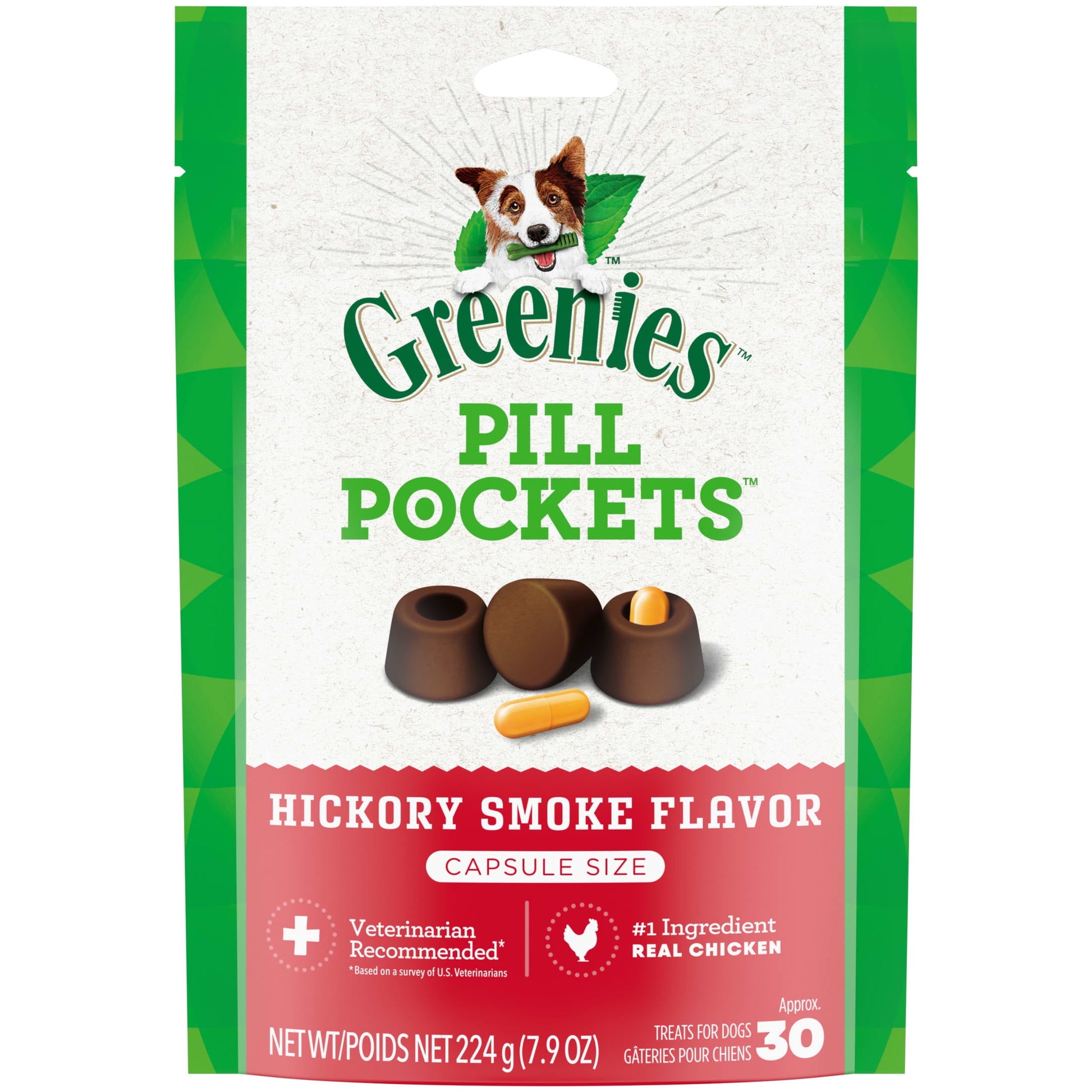 Greenies Pill Pockets For Dogs Hickory Smoke Large, Capsule Size Soft Dog Treats, 7.9 Oz (30 Pk)