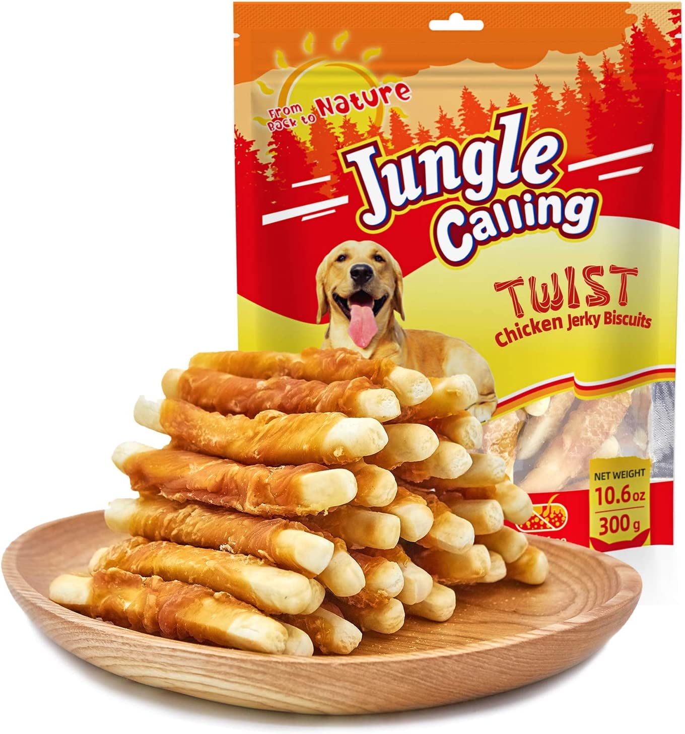 Jungle Calling Dog Treats,  Chicken Wrapped Biscuits Dog Treats for All Dogs, Rawhide Free Soft Chewy Treats,10.6oz
